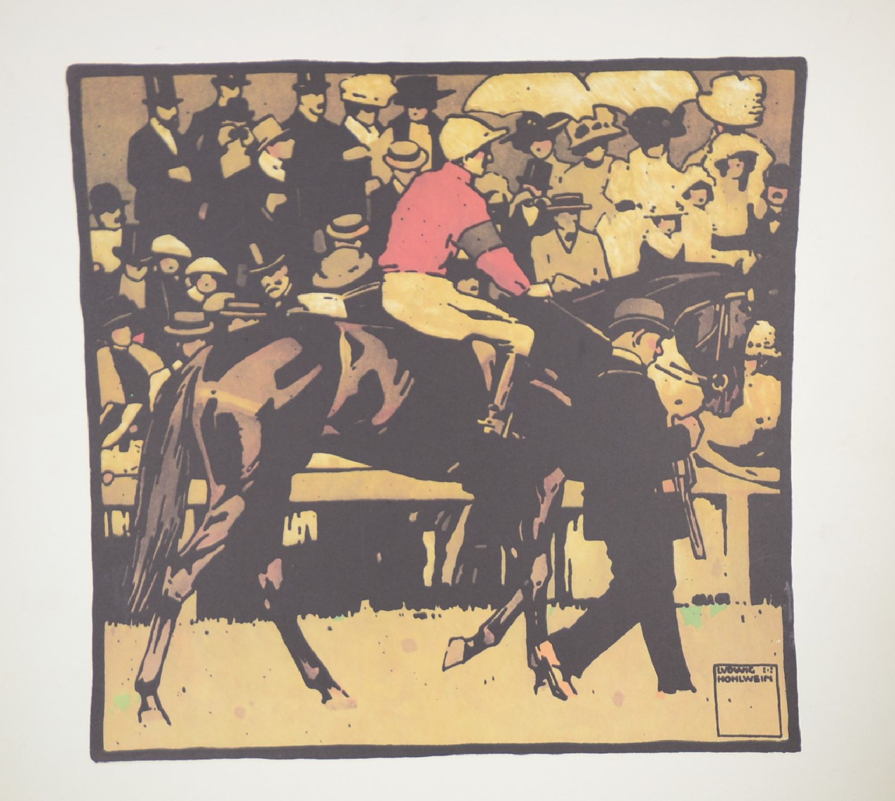 Detail i: Ludwig Hohlwein, 1874-1949,, Turf, 12 Farblithographien als späterer Druck der Serie von 1909, Blattgr. je ca. 50x50cm