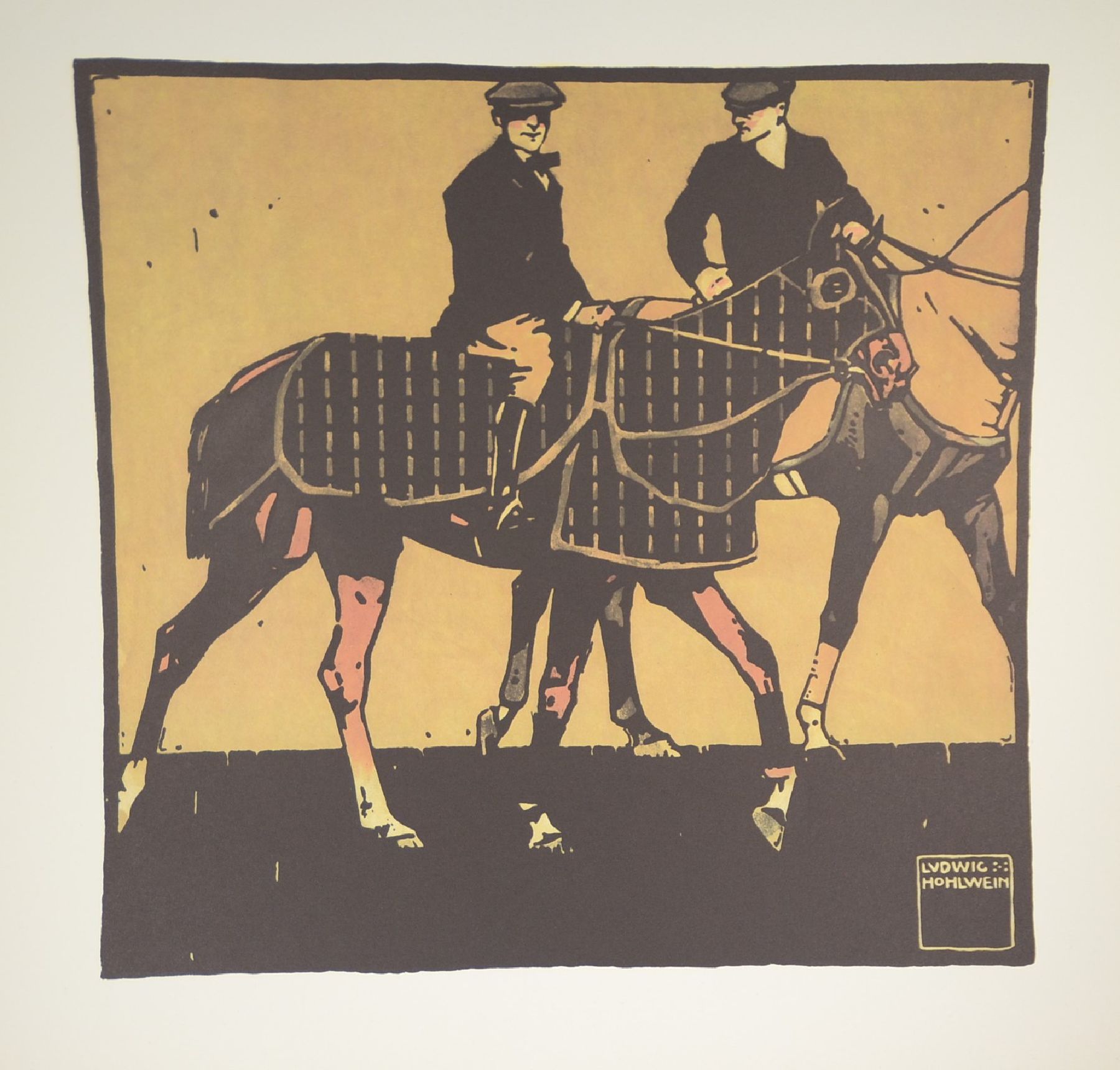 Detail l: Ludwig Hohlwein, 1874-1949,, Turf, 12 Farblithographien als späterer Druck der Serie von 1909, Blattgr. je ca. 50x50cm