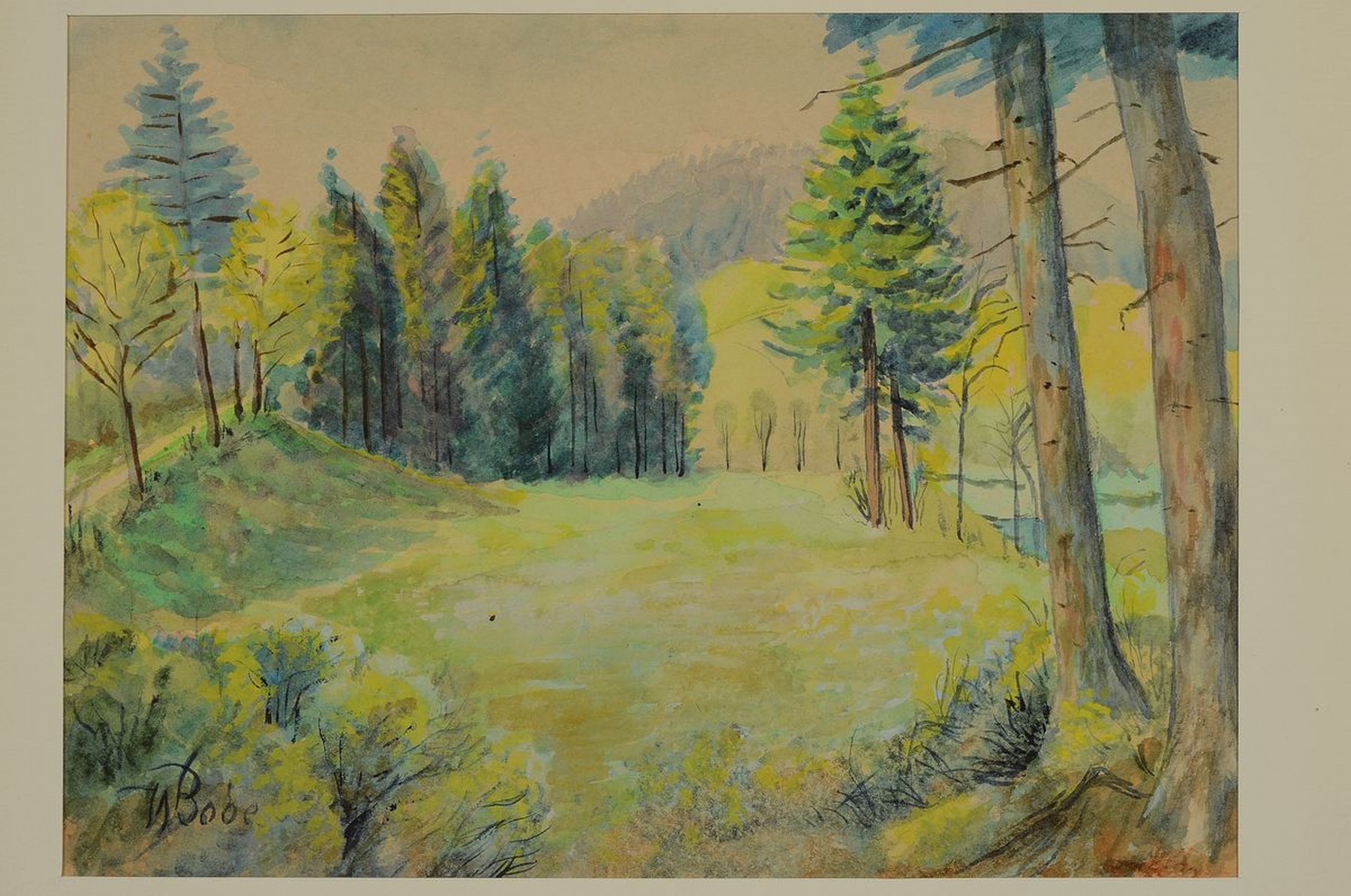 Detail m: Konvolut Zeichnungen und Aquarelle von Künstlern des 20.Jh., u.a. Mappe mit Skizzen von Ernst Oberhoff (1906-1980), dazu: Ansicht des Doms zu ...