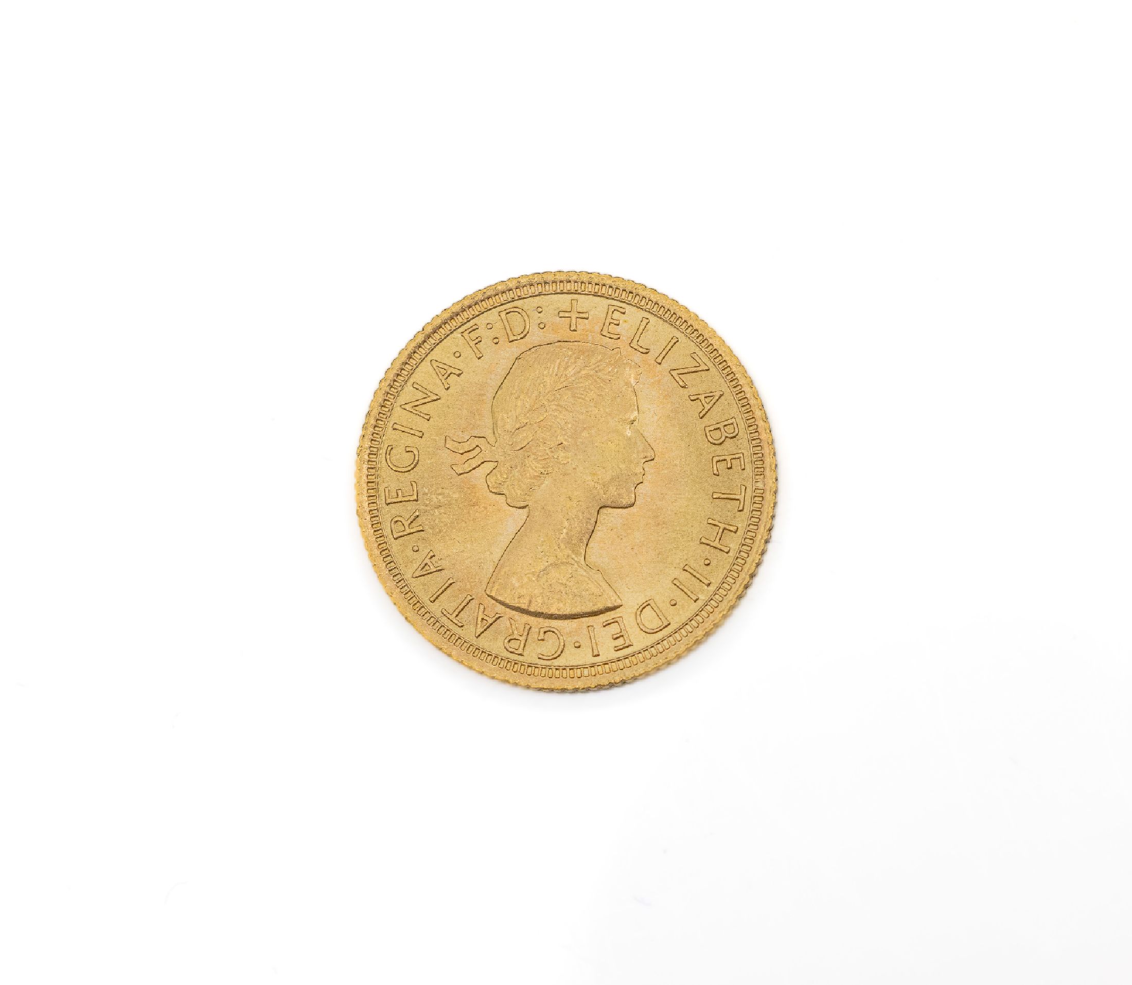 Goldmünze, Sovereign, Großbritannien, 1966, Elizabeth II., RV: Heiliger Georg hoch zu Rossim Kampf mit dem Drachen