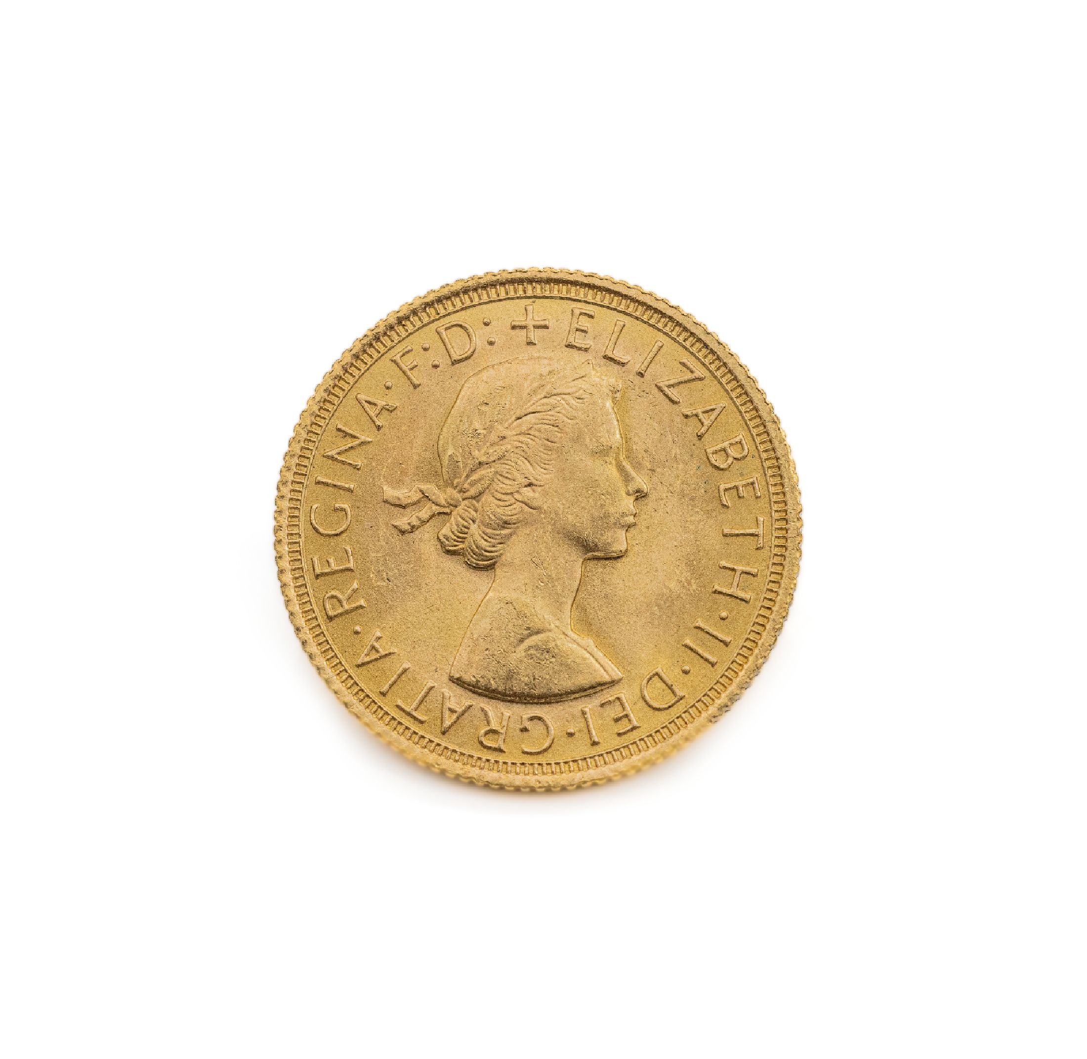 Goldmünze, Sovereign, Großbritannien, 1967, Elizabeth II., RV: Heiliger Georg hoch zu Rossim Kampf mit dem Drachen