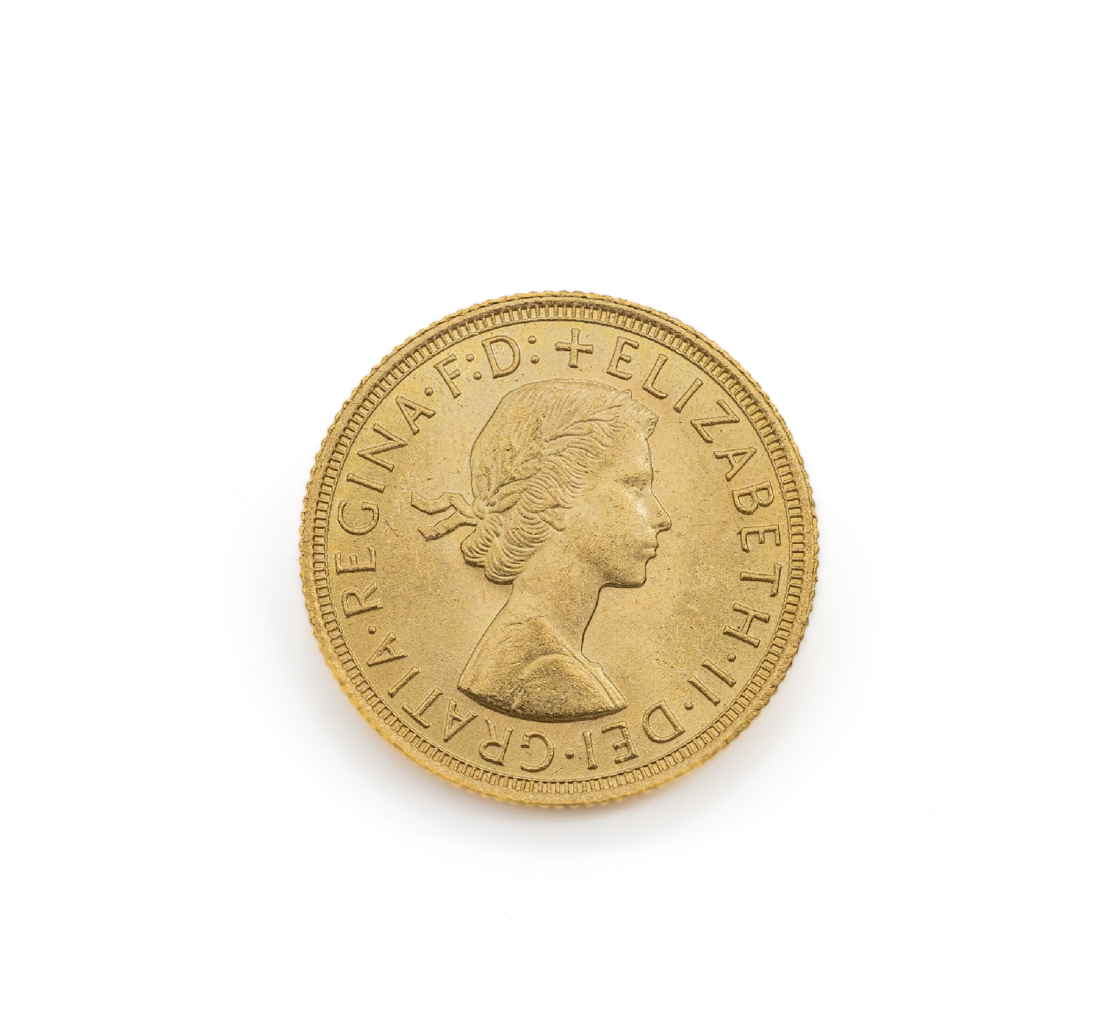 Goldmünze, Sovereign, Großbritannien, 1964, Elizabeth II., RV: Heiliger Georg hoch zu Rossim Kampf mit dem Drachen