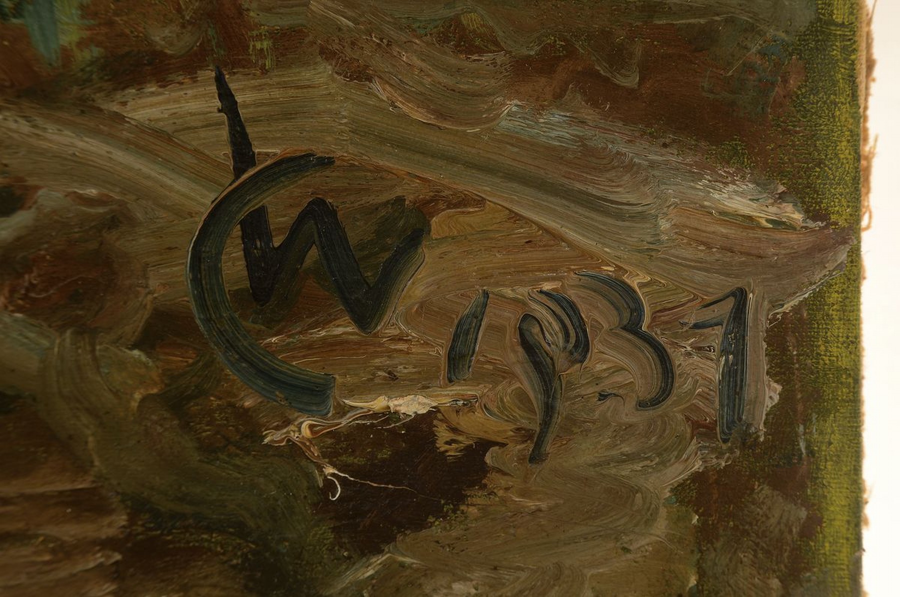 Detail a: Carl Wahler, 1863 Esslingen/Neckar-1931 Stuttgart, Stadtansicht aus dem Todesjahr des Künstlers, vorwiegend koloristische Auffassung einer ...