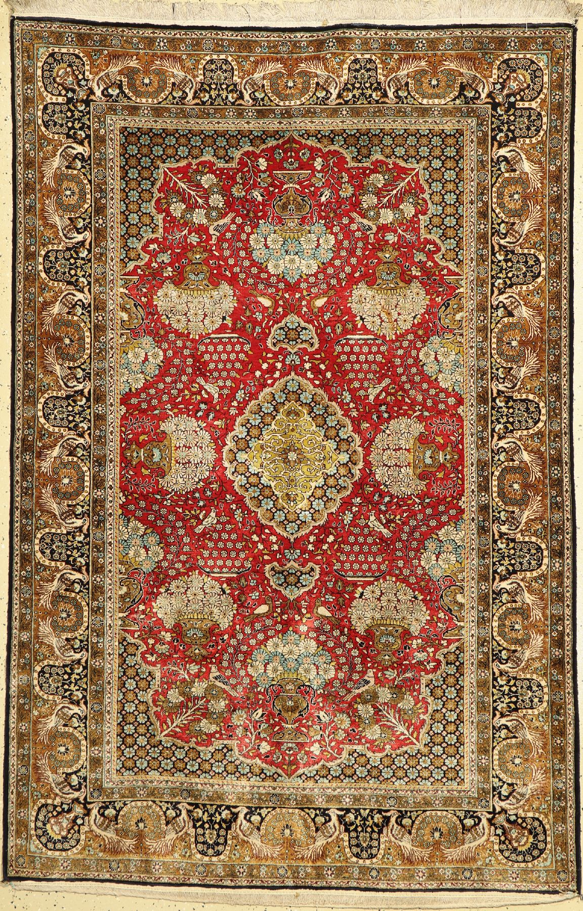 Ghom Seide, Persien, um 1960, reine Naturseide, ca. 210 x 139 cm, EHZ: 2