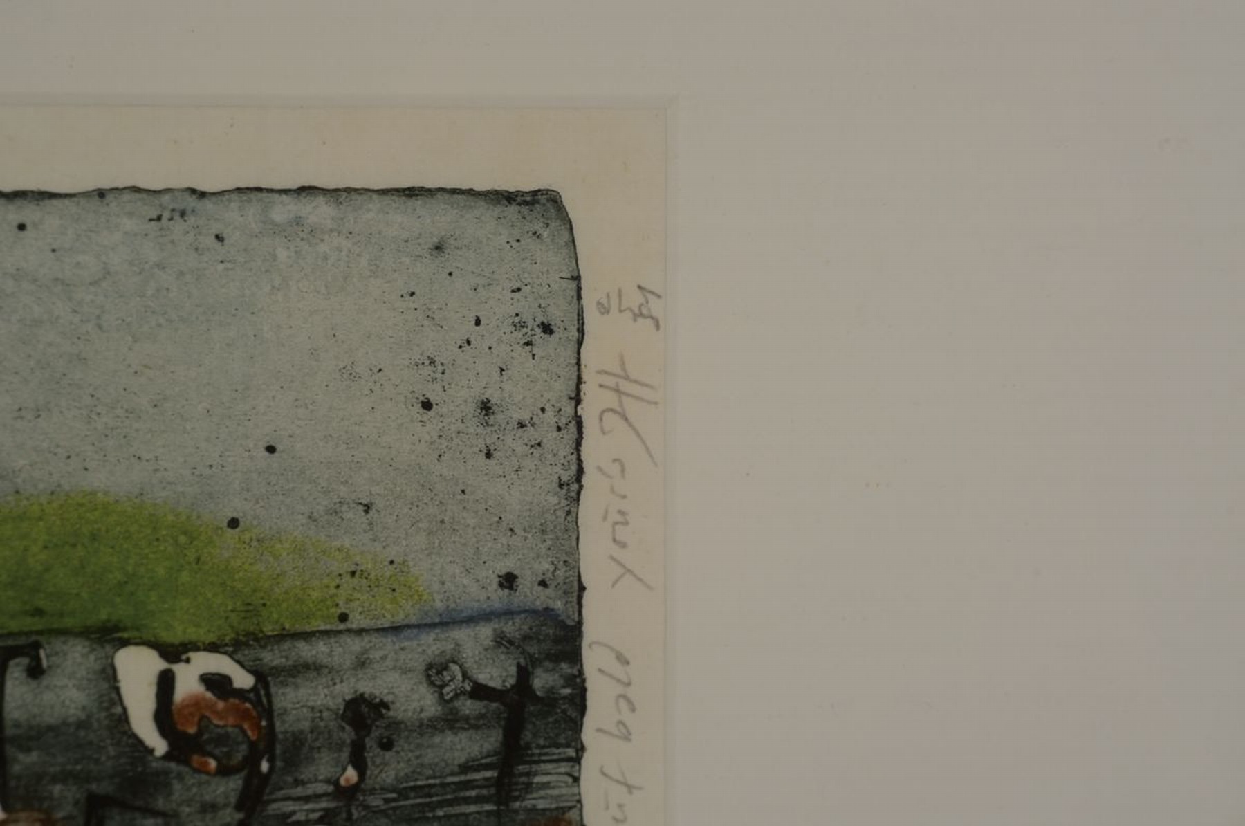 Detail a: Horst Janssen, 1929-1995, Aquarell über Radierung, rechts seitlich handsign., dat. 2.5.81, zusätzlich gewidmet, unter Glas gerahmt, ca. 32x41 cm