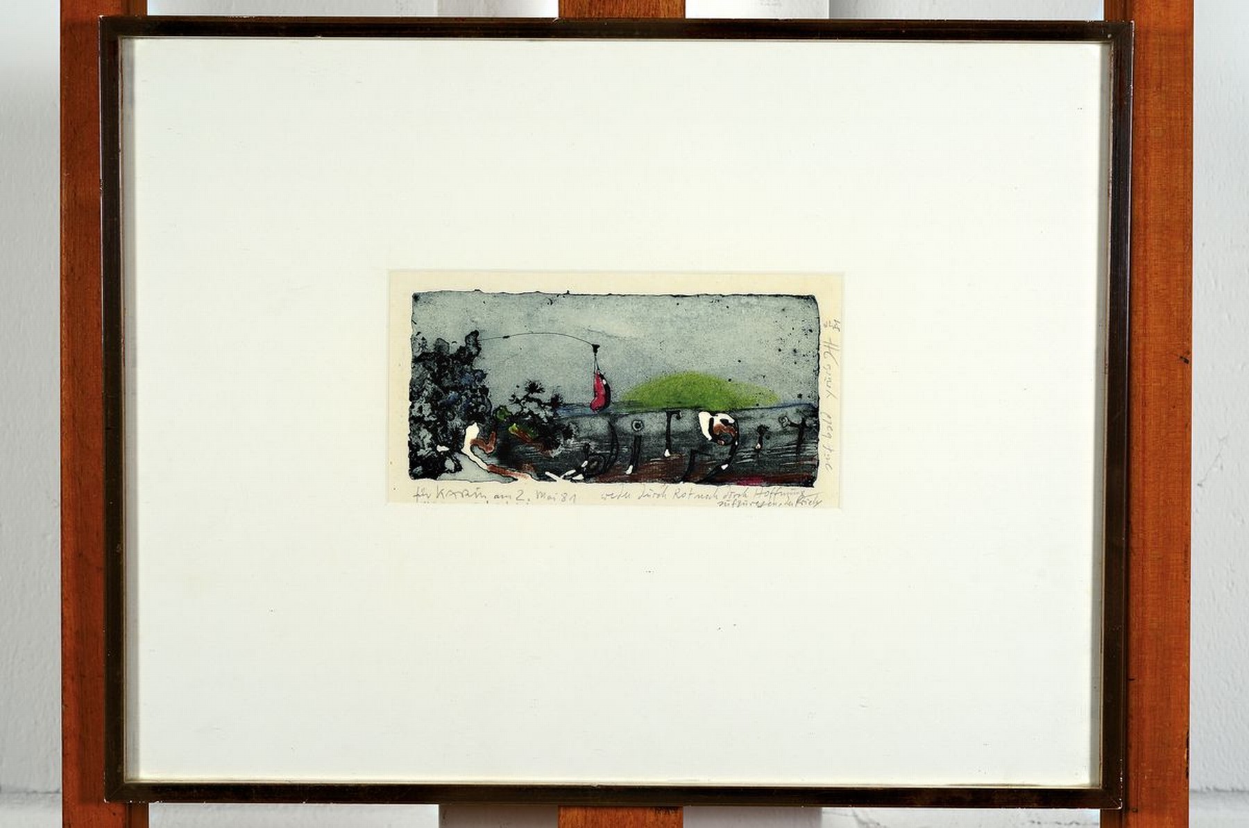 Detail k: Horst Janssen, 1929-1995, Aquarell über Radierung, rechts seitlich handsign., dat. 2.5.81, zusätzlich gewidmet, unter Glas gerahmt, ca. 32x41 cm