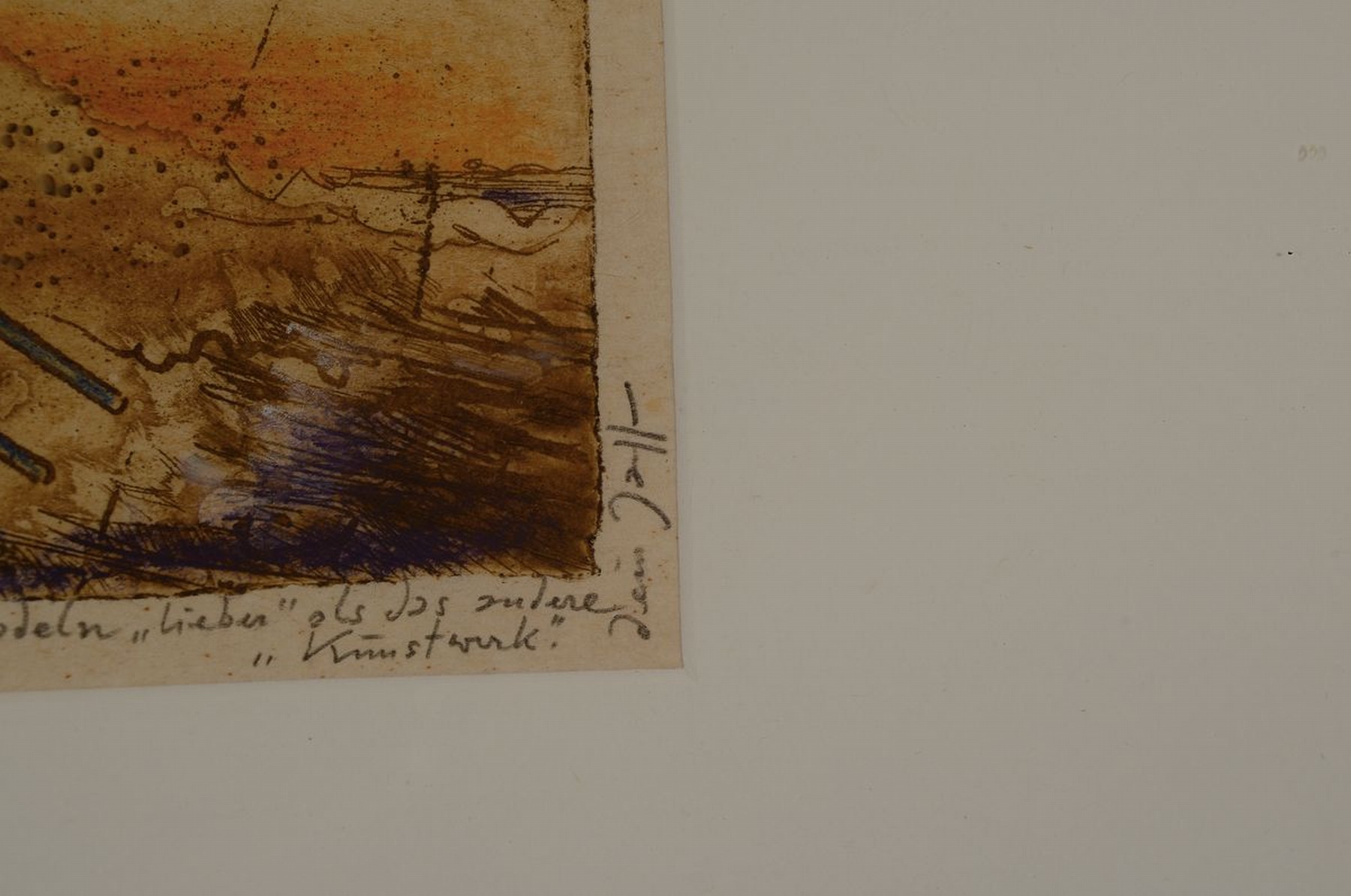 Detail a: Horst Janssen, 1929-1995, Aquarell über Radierung, rechts seitlich handsign., aus dem Jahre 1981, zusätzlich gewidmet, unter Glas, R. 32x41 cm