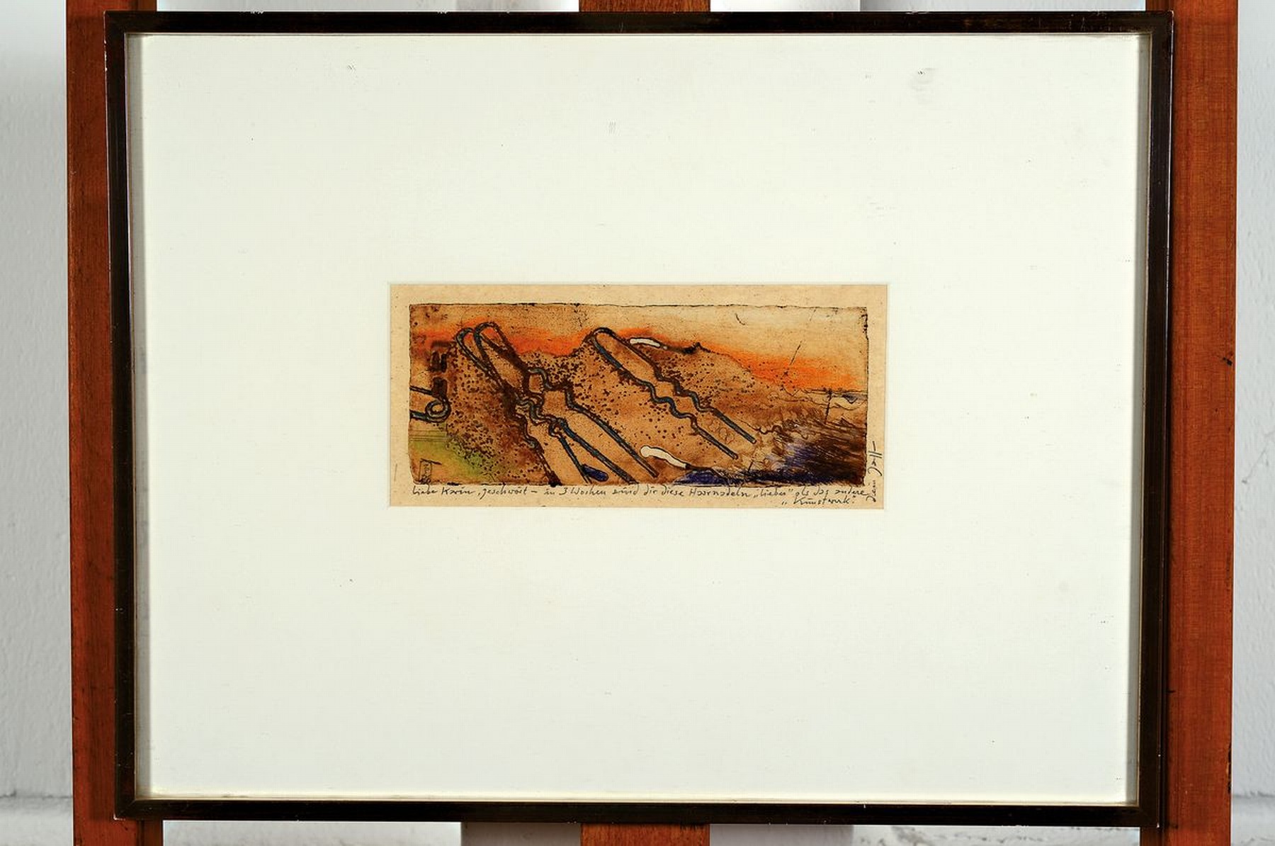 Detail k: Horst Janssen, 1929-1995, Aquarell über Radierung, rechts seitlich handsign., aus dem Jahre 1981, zusätzlich gewidmet, unter Glas, R. 32x41 cm