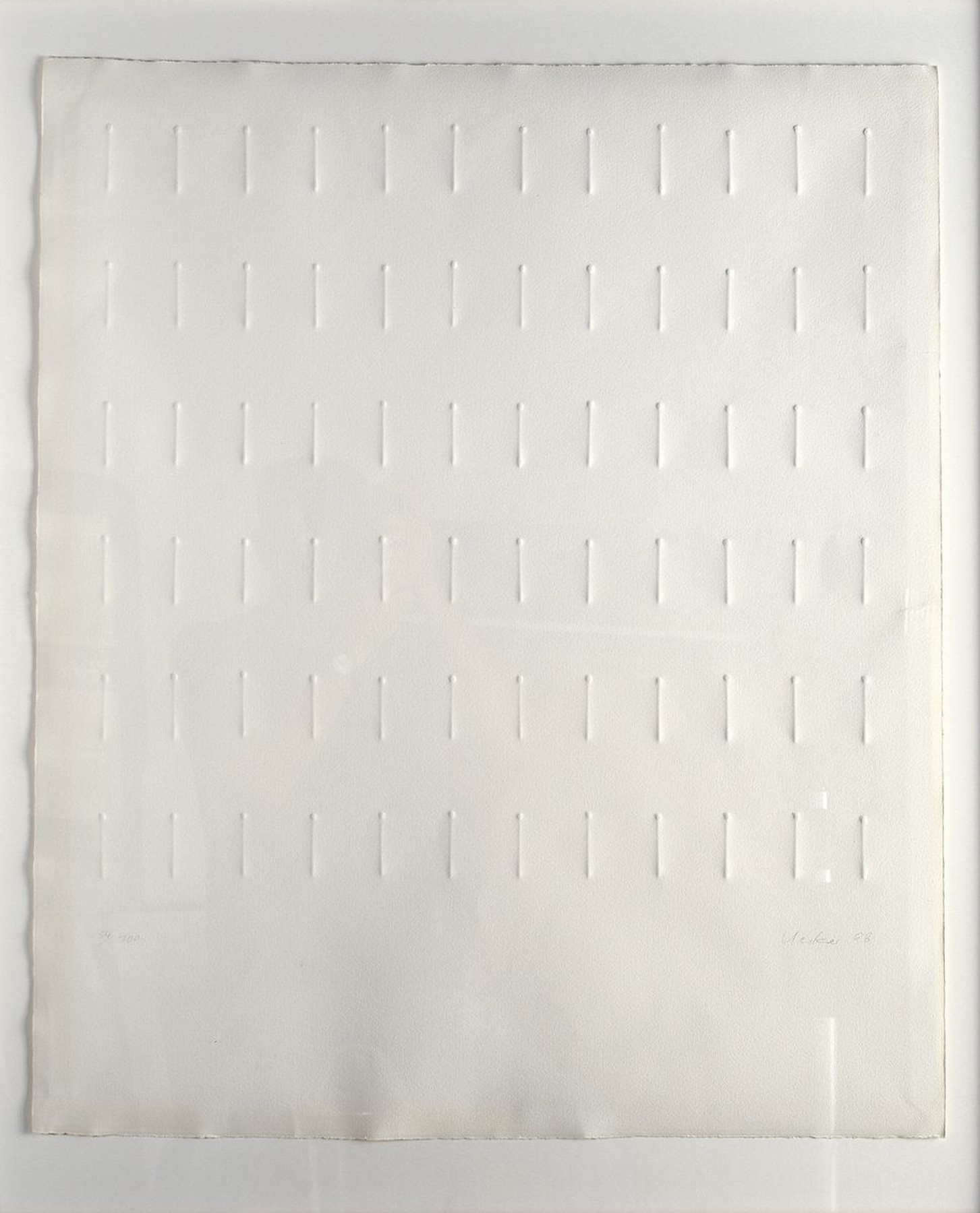 Günther Uecker, geb. 1930, "parallele Reihung", Prägedruck auf dickem Büttenpapier, re. u. handsigniert, dat. 68, links num.54/100 , ...