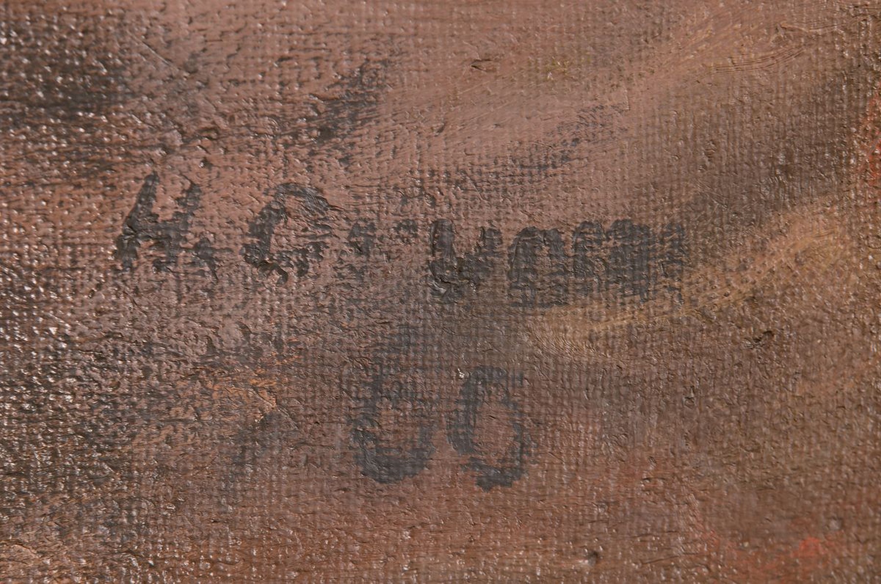 Detail a: H. Druon, ungedeuteter Künstler des 20.Jh., großformatige Darstellung eines Hüttenarbeiters in der Gießerei, eindringliche Schilderung des ...