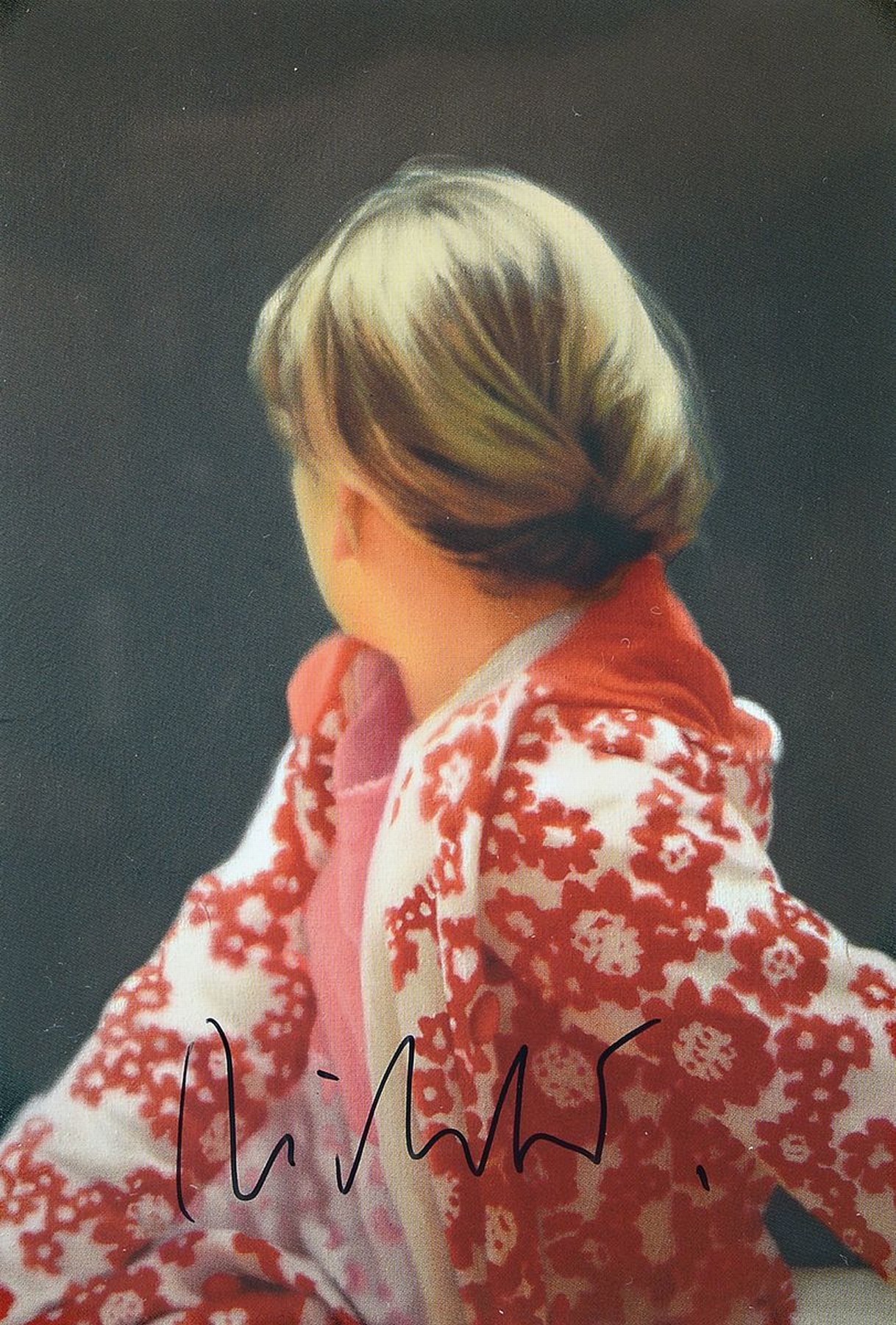 Gerhard Richter, geb. 1932, "Betty", Kunstpostkarte, handsign., unter Plexiglas gerahmt, Motiv ca. 15x10,5 cm, R.23,5x19 cm