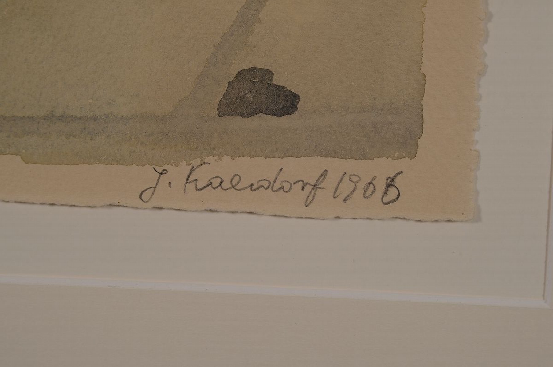 Detail a: Julius Kaaesdorf, 1914 Boly/Ungarn-1993 Biberach a.d. Riß, Aquarell/Velin, ohne Titel, Sujet wohl im Kontext seiner Auseinandersetzung mit seiner ...