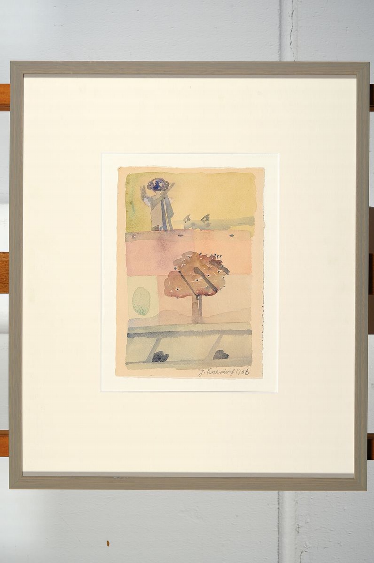 Detail k: Julius Kaaesdorf, 1914 Boly/Ungarn-1993 Biberach a.d. Riß, Aquarell/Velin, ohne Titel, Sujet wohl im Kontext seiner Auseinandersetzung mit seiner ...