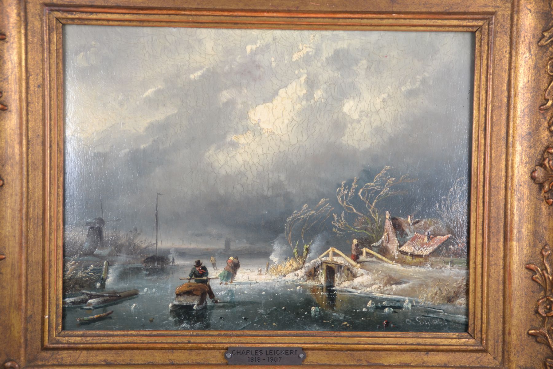 Detail b: Charles Henri Joseph Leickert, 1816 Brüssel - 1907 Mainz, Schüler von Andreas Schelhout (1787-1870), lebte und wirkte zwischen 1841 und 1883 in Den ...