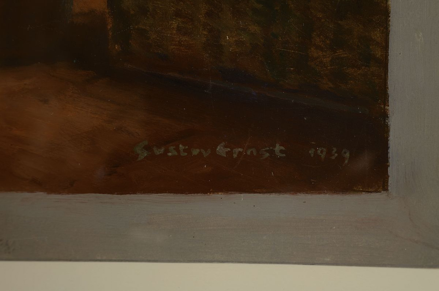 Detail a: Gustav Ernst, 1858 Elsterberg-1945 Bad Dürkheim, Weinkeller-Interieur, gekonnte Beobachtung der Lichtwirkung an den verschiedenen Objekten wie dem ...
