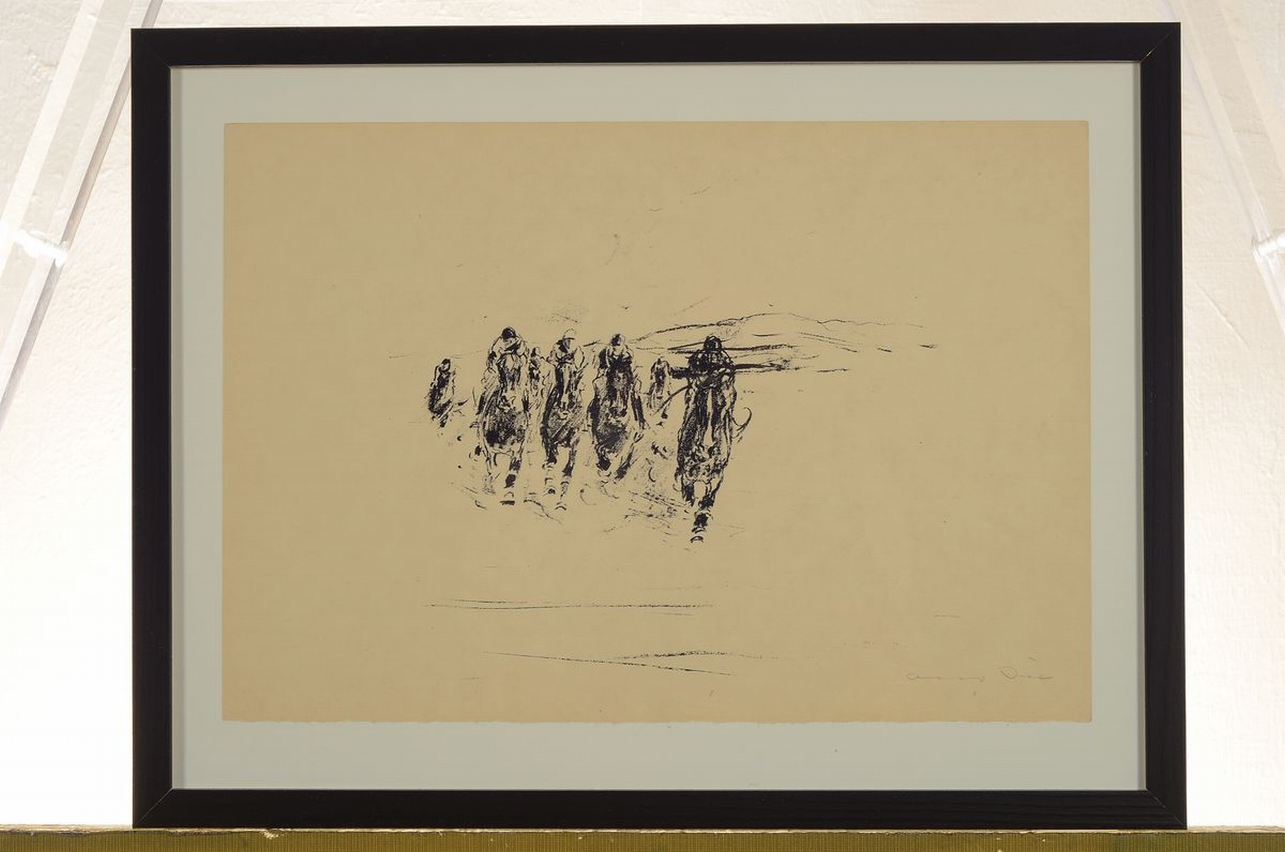 Otto Dill, 1884 Neustadt-1957 Bad Dürkheim, Drei Lithographien, auf der Pferderennbahn, je rechts unten handsigniert, unter Glas gerahmt, ca. ...