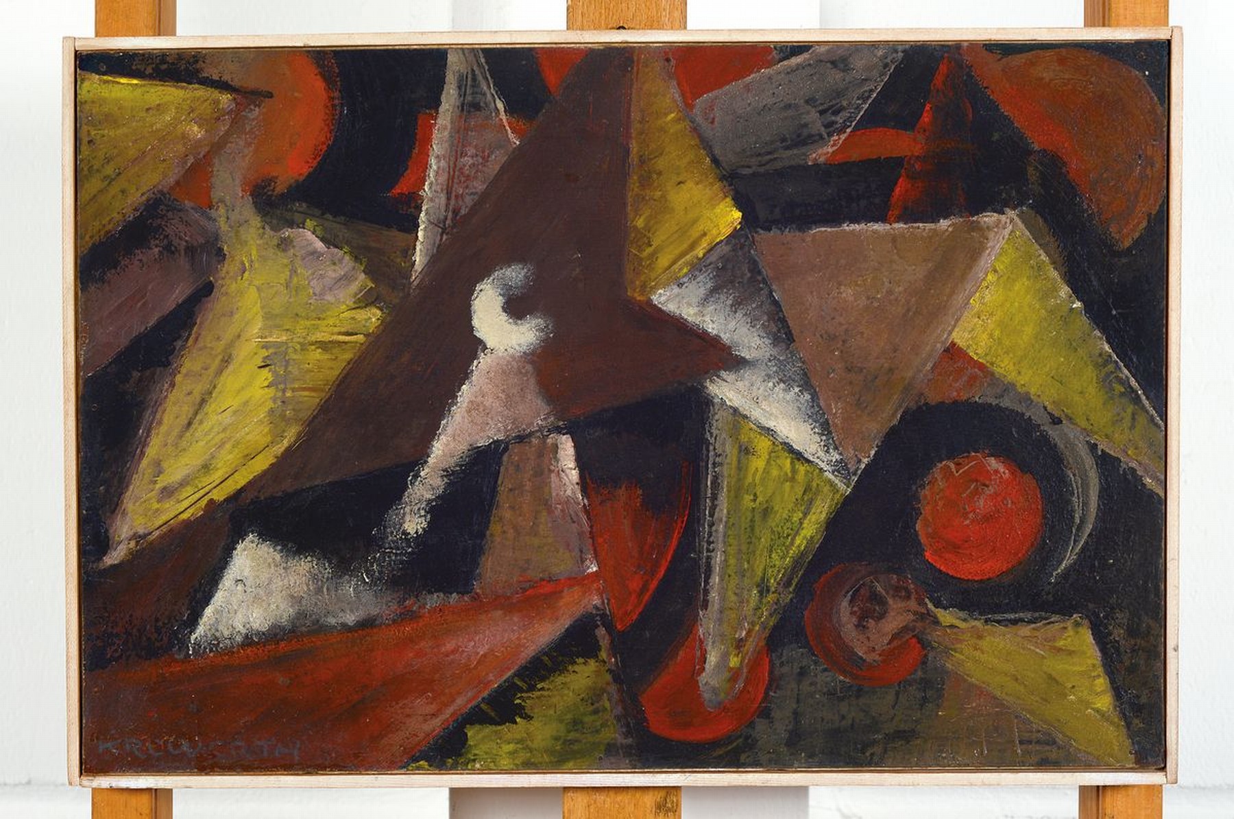 Detail k: Günther Krewerth, 1921 Münster-1988, Abstrakte Komposition, Öl/Hartfaser, links unten signiert, ca. 30.5x45.5cm