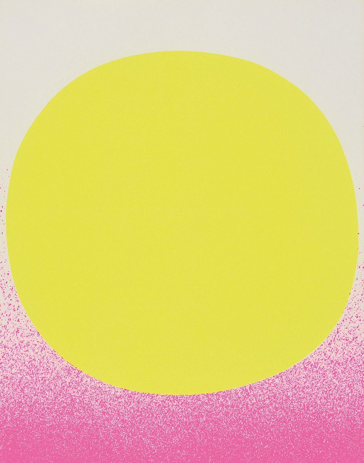 Rupprecht Geiger, 1908-2009, leuchtgelb kalt auf leuchtrot und weiß, Farbserigraphie, rückseitig signiert, Auflage 100 Exempl., ca. 20.6x16.2cm, R. ...