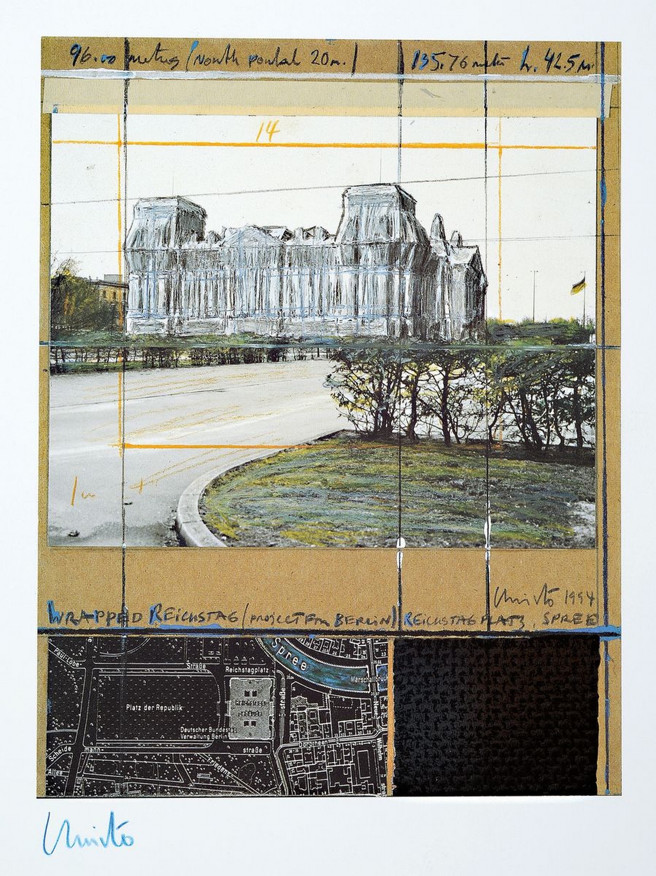 Christo, 1935 Gabrovo-2020 New York City, "Wrapped Reichstag (Project for Berlin)" (1994), Schumacher Edition Fils, ...