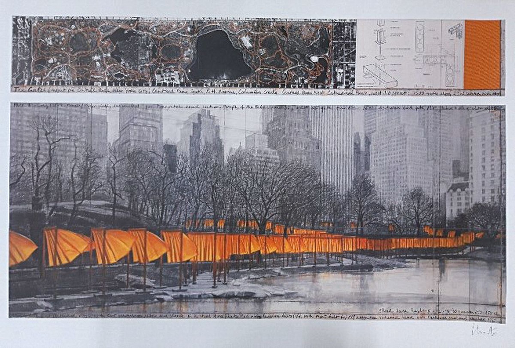 Christo, 1935 Gabrowo-2020 New York City, "The Gates (Project for Central Park, New YorkCity)" (2003), Schumacher Edition Fils, ...
