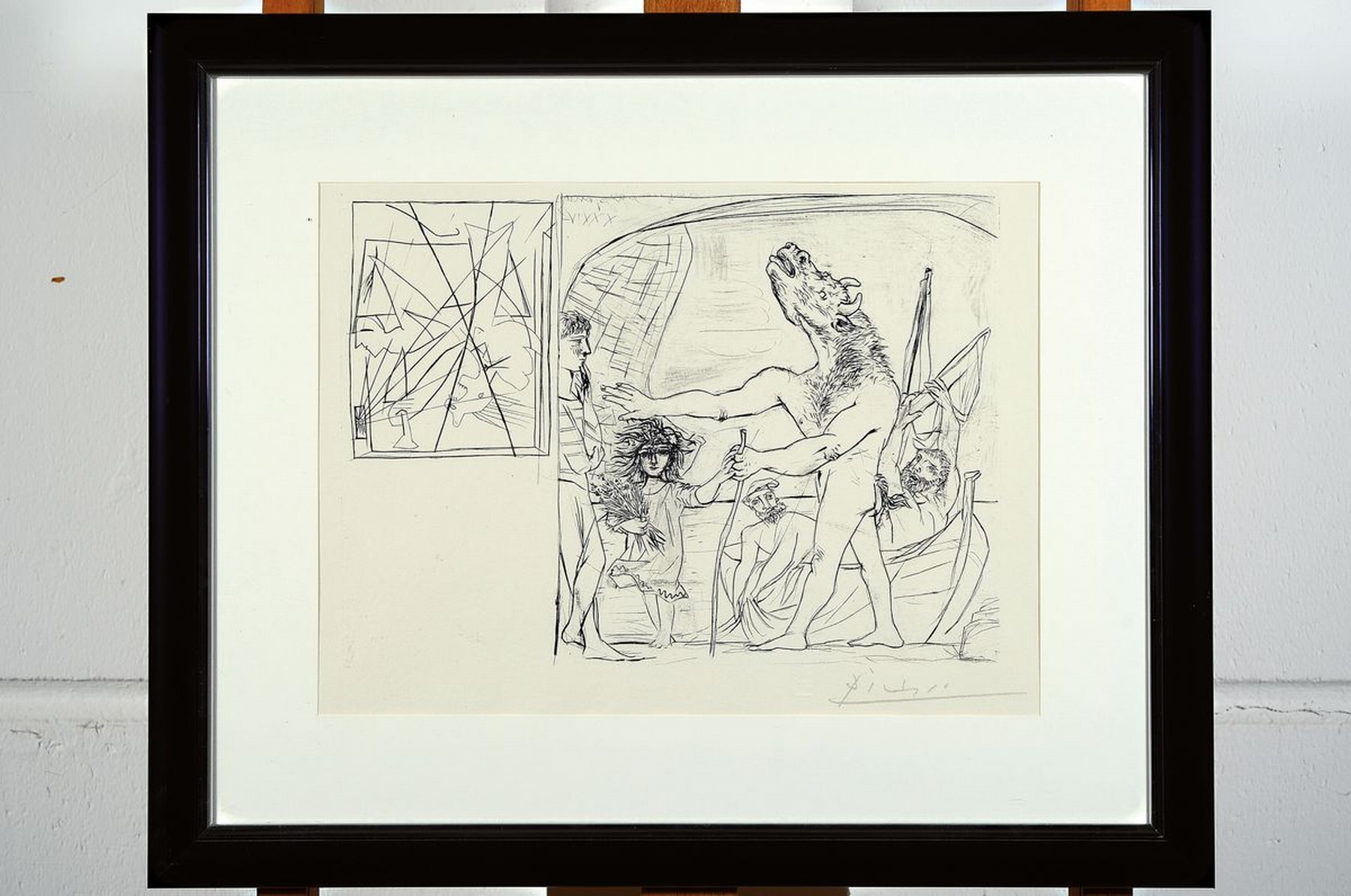 Detail k: Pablo Picasso, 1881-1973, Radierung aus der Neuauflage der Suite Vollard: Blinder Minotaurus von einem Mädchen geführt, rechts unten signiert, ...