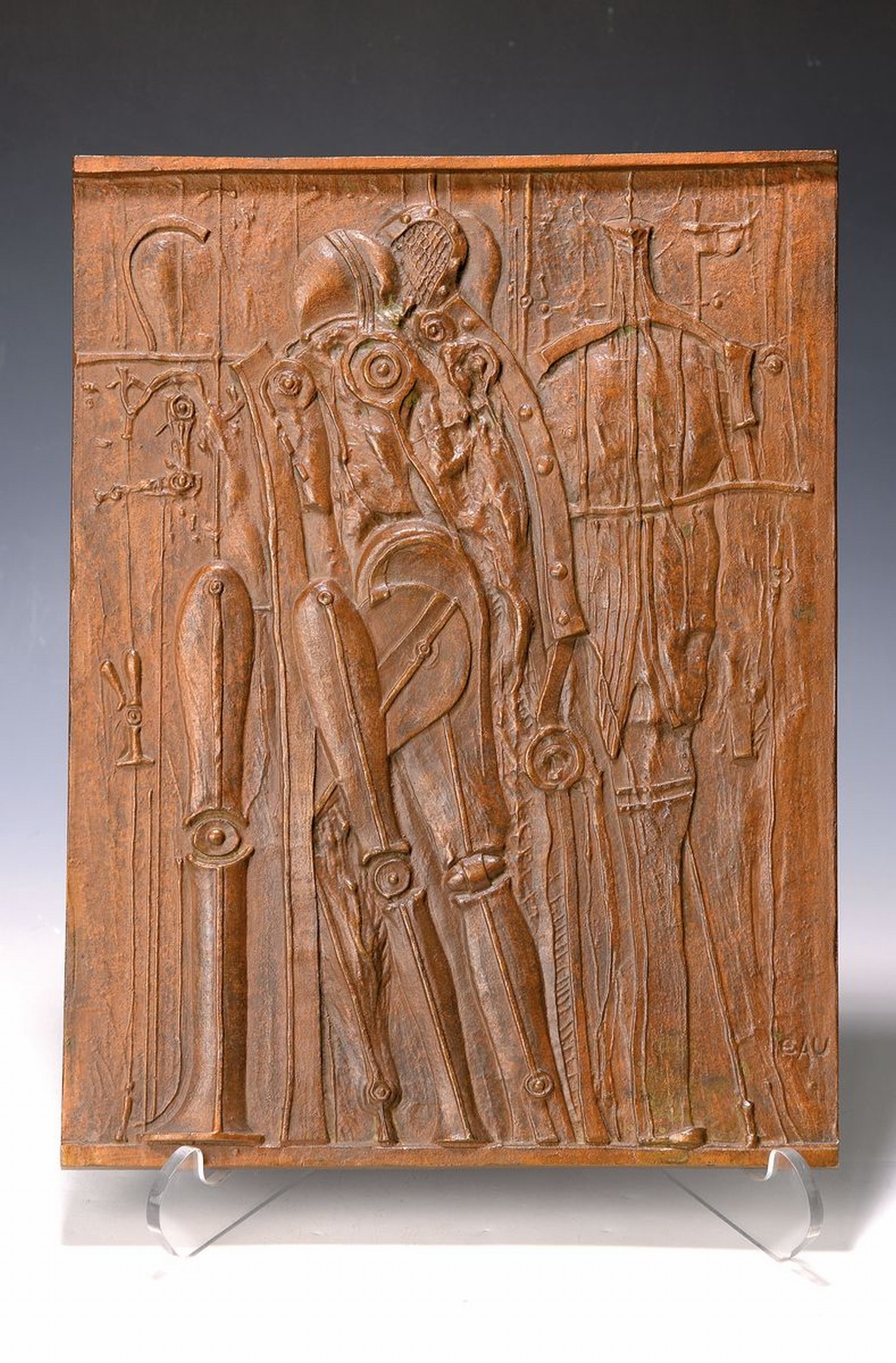 Edgar Augustin, 1936 Recklinghausen-1996 Hamburg, Krieger, Bronzerelief, rechts unten monogr. EAU, ca. 39x30cm