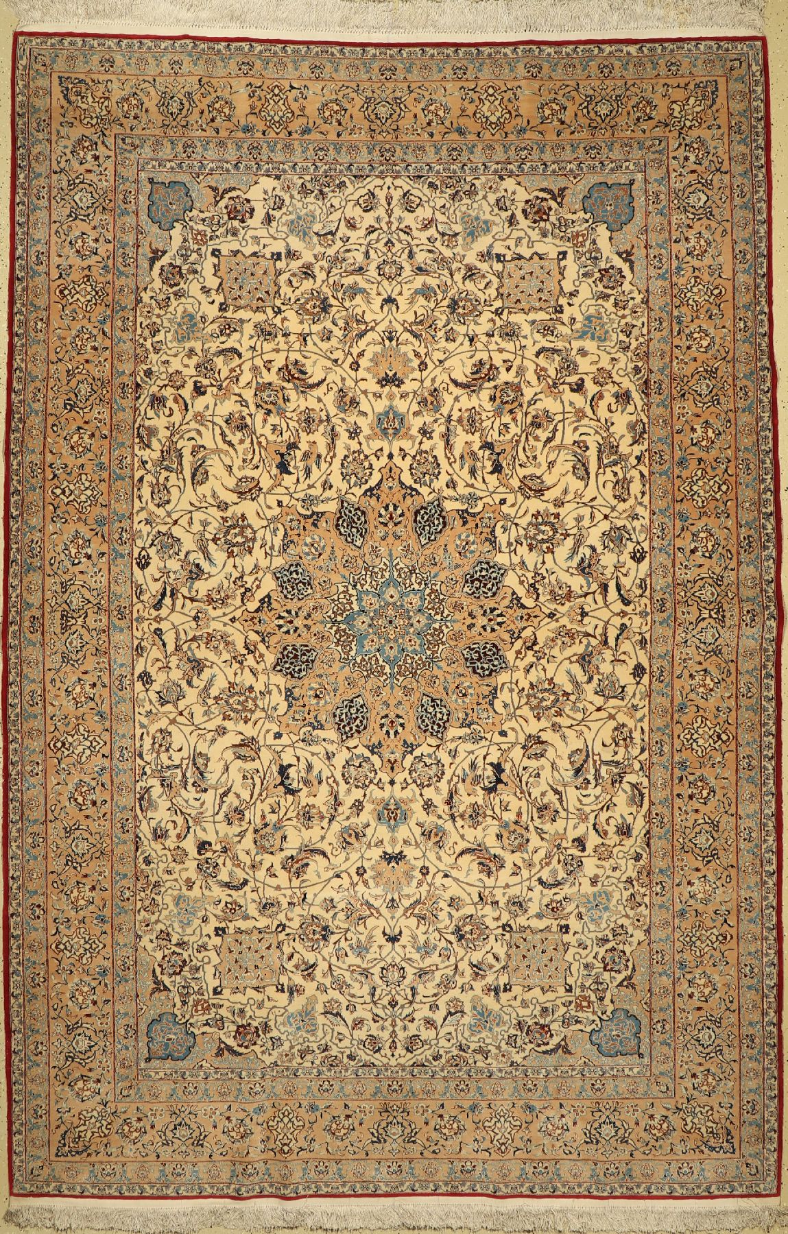 Nain Tudeschk fein, Persien, um 1950, Korkwolle mit Seide, ca. 327 x 218 cm, LeichteMottenfraß an Rand, EHZ: 2