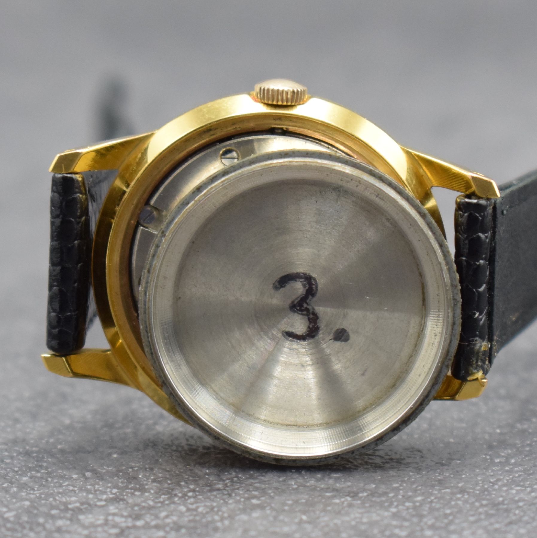 Detail i: ERGUEL / FELSA PROTOTYP mit 36000Ah, Schweiz um 1965, Handaufzug, verg. Gehäuse, Stahlboden geschr., vers. Zifferblatt, Datum b. 3, gold. Std.-Ind. ...