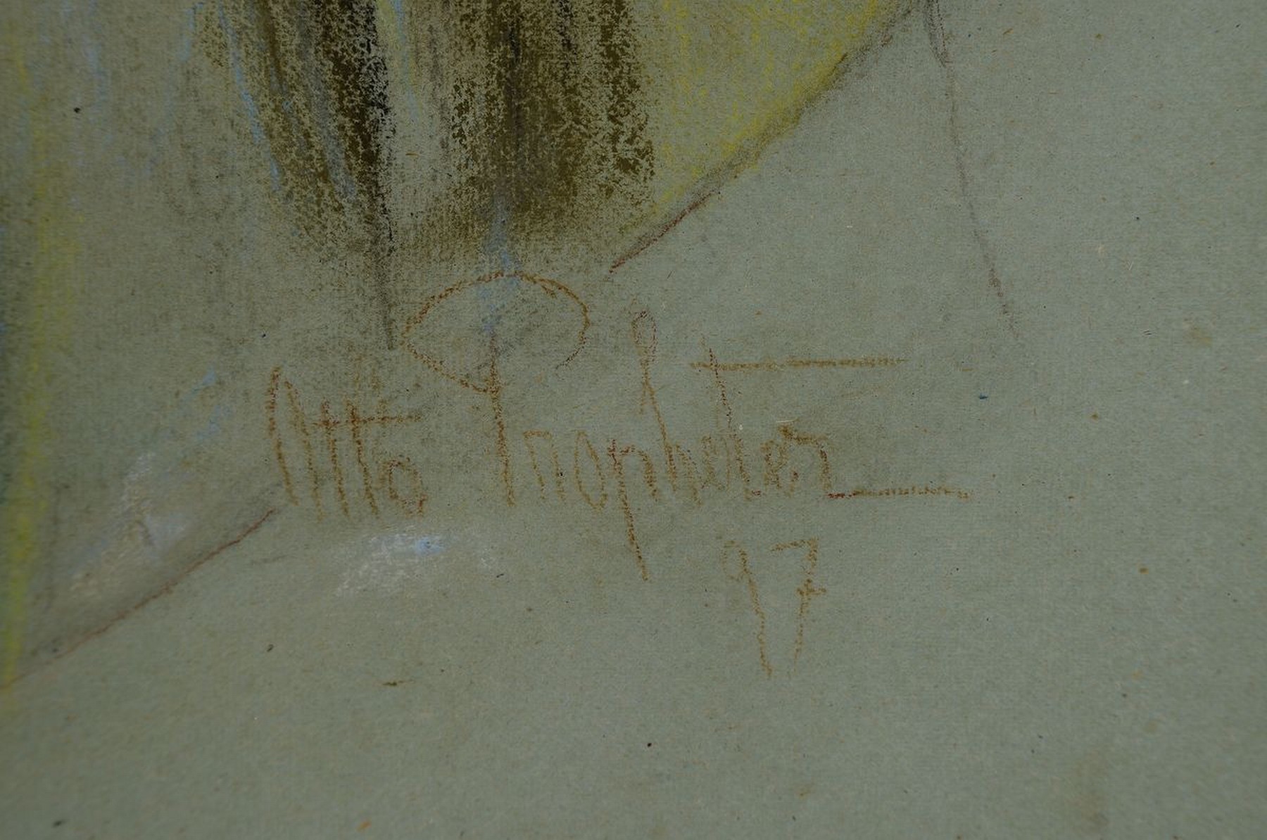 Detail a: Otto Propheter, 1875 Mannheim - 1927 Karlsruhe, Porträt einer jungen Frau, über ihre Schulter blickend, Pastell auf Papier, signiert und datiert ...