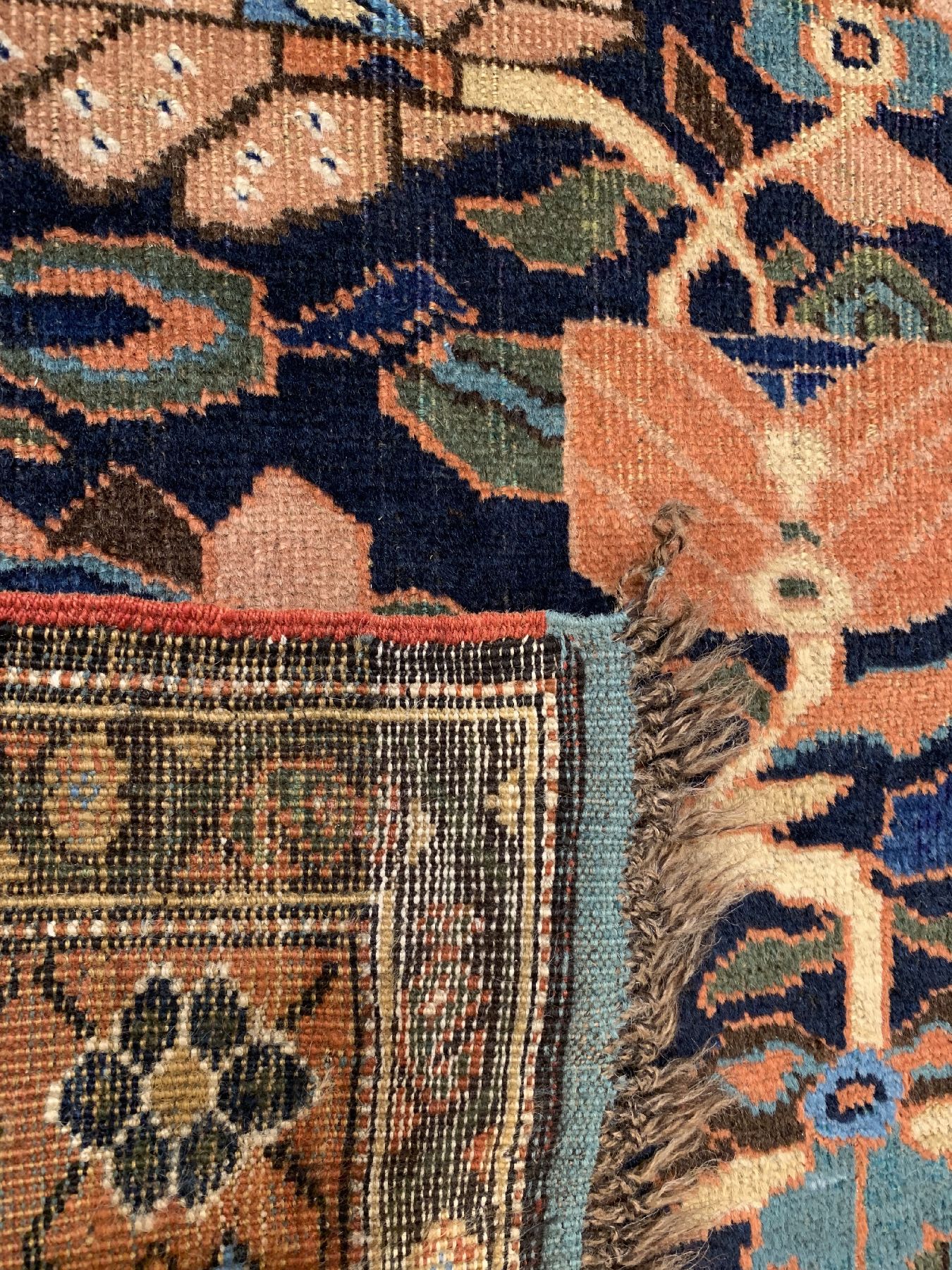 Detail d: Seltener antiker Bidjar, Persien, 19 Jhd, Wolle geknüpft auf Wolle, ca, 335 x 175 cm, EHZ:3(Altersbedingt guter Zustand).