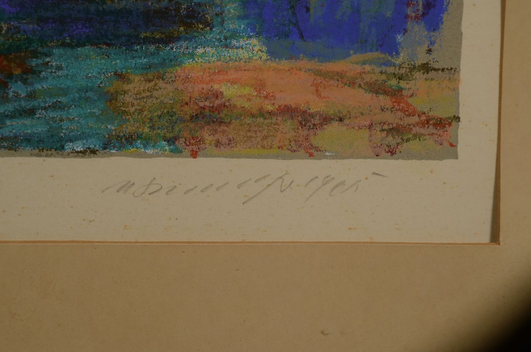 Detail a: Manfred Henninger, 1894 Backnang-1986 Stuttgart, Segelboote auf einem See, Mischtechnik (Wachs, Pastell) auf Papier, rechts unten signiert, ca. ...