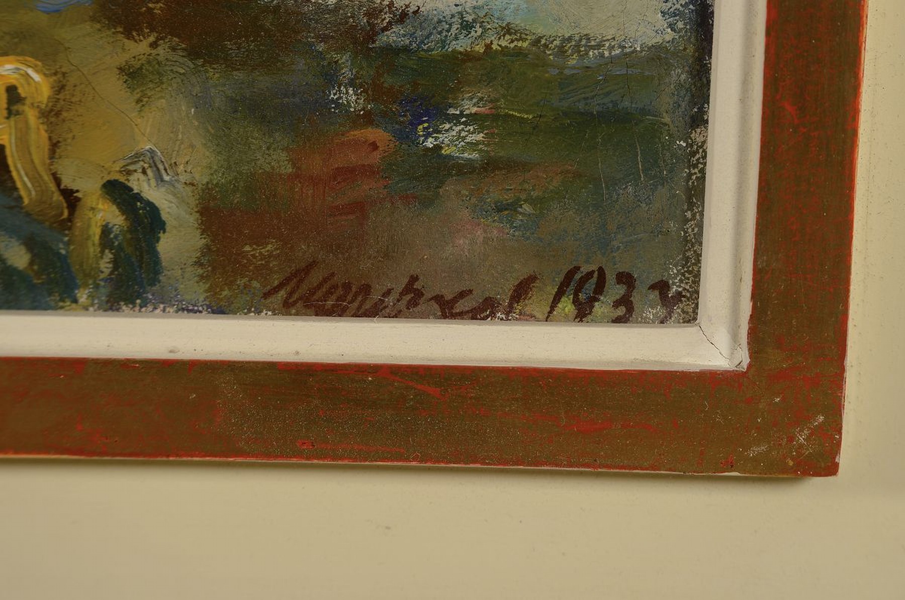 Detail a: Manfred Henninger, 1894 Backnang-1986 Stuttgart, liegender weiblicher Akt im Wald, Öl/Lwd, rechts unten unleserlich bezeichnet und dat. 1937, ca. ...