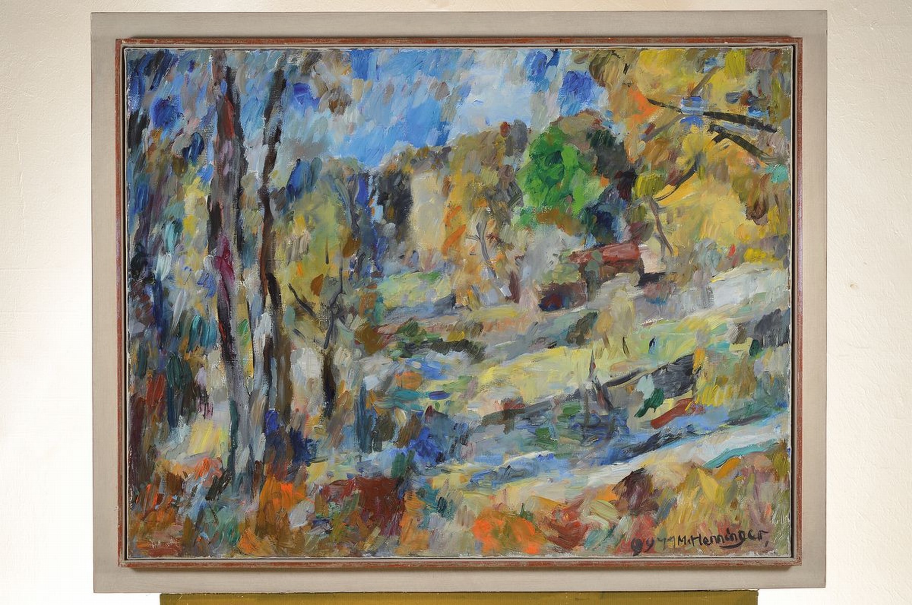 Detail k: Manfred Henninger, 1894 Backnang-1986 Stuttgart, Herbstliche Landschaft mit Bäumen, Öl/Lwd, rechts unten signiert und dat. 1977, ca. 65x85cm, R.ca. ...