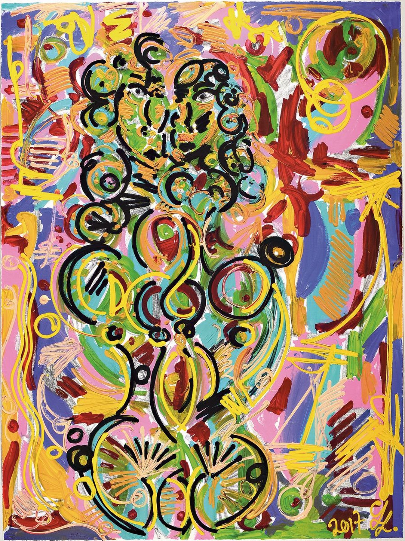 Leon Löwentraut, geb. 1998 Kaiserslautern, Gender Equality, Pigmentdruck und Acryl auf Bütten von 2017, von Hand übermalt, signiert, num. e.a. ...