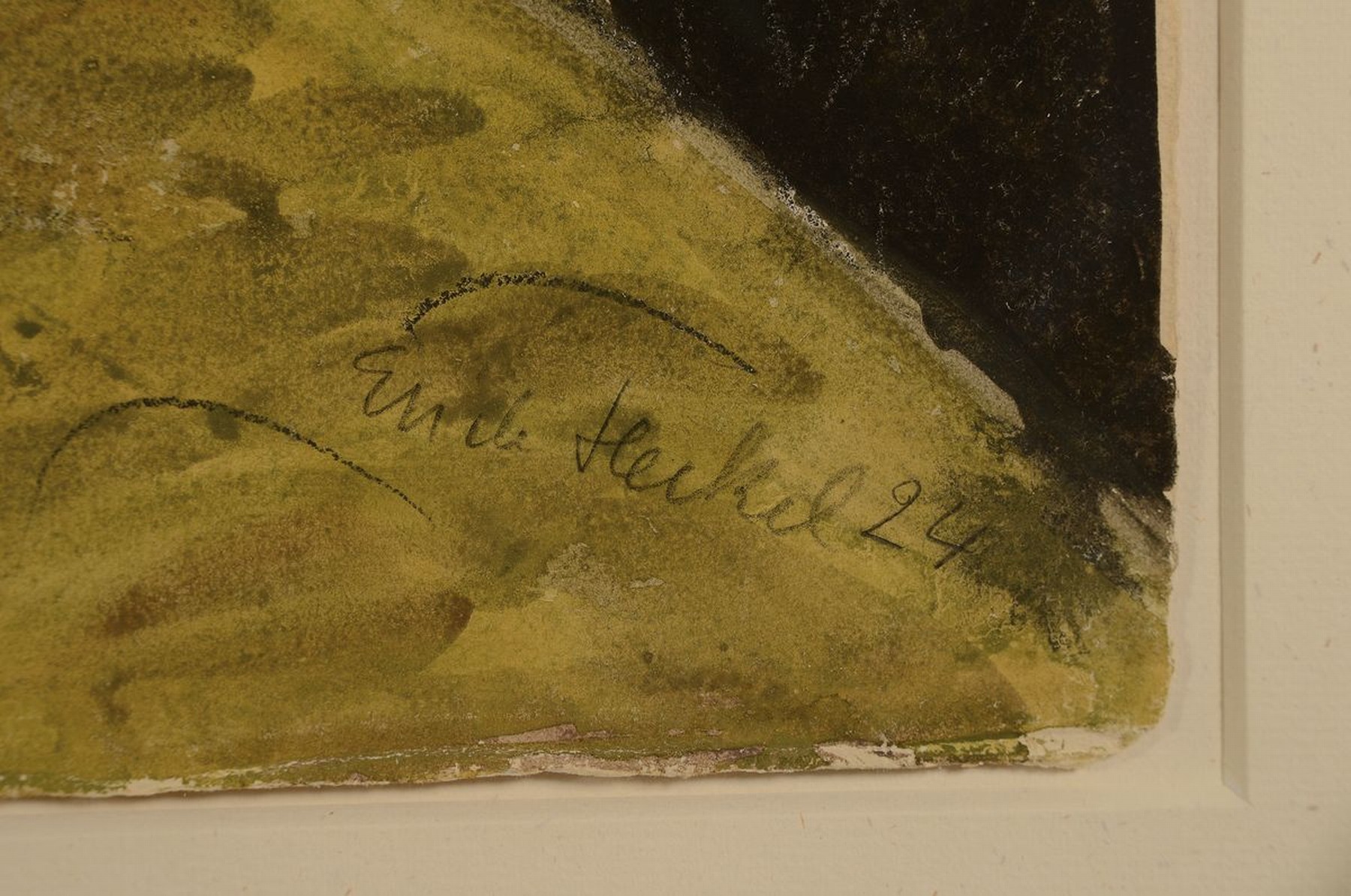 Detail a: Erich Heckel, 1883 Döbeln-1970 Hemmenhofen, Gebirgsstock, links unten so betitelt, Aquarell über Kohle, rechts unten signiert und dat. 1924, ca. ...