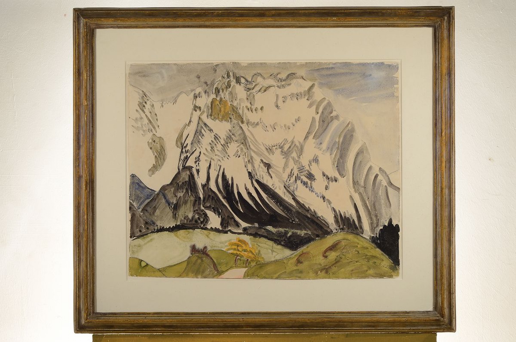 Detail k: Erich Heckel, 1883 Döbeln-1970 Hemmenhofen, Gebirgsstock, links unten so betitelt, Aquarell über Kohle, rechts unten signiert und dat. 1924, ca. ...