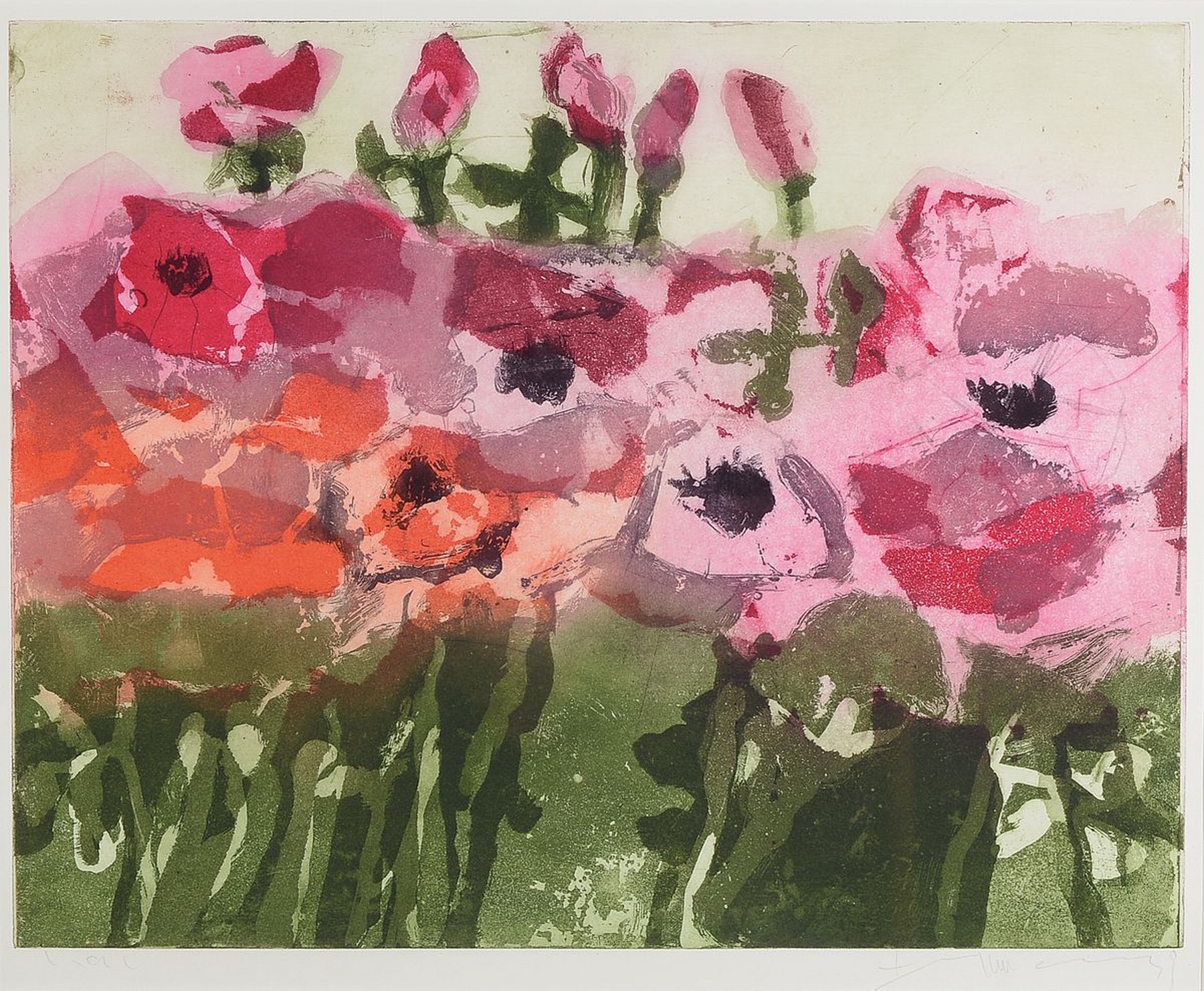 Klaus Fußmann, geb. 1938 Velbert, Rote Rosen, Farbradierung, signiert und bez.: e.a., ca. 45x56cm, PP, u.Gl., R. ca. 75x95cm
