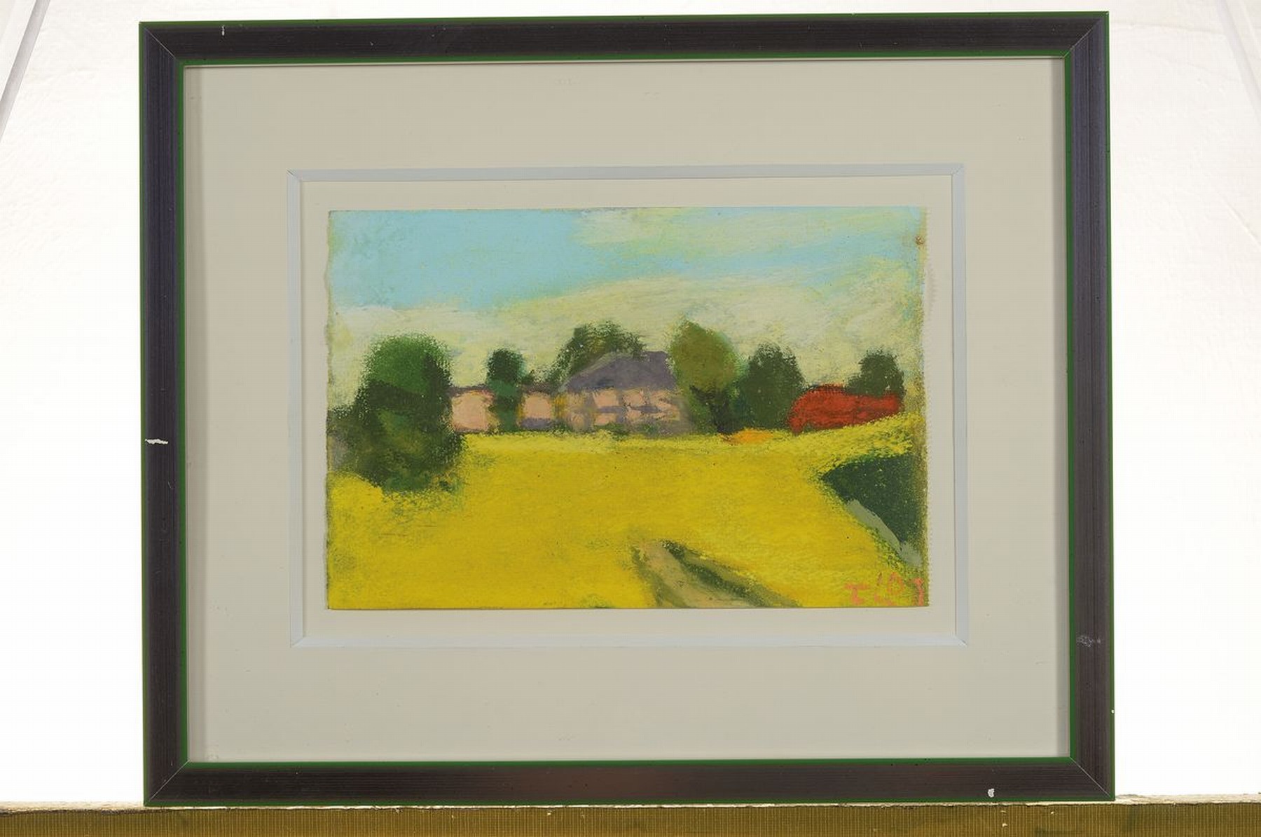 Detail k: Klaus Fußmann, geb. 1938 Velbert, Raps mit rotem haus, Pastell auf Papier, rechts unten signiert und dat. 09, ca. 14.5x22cm, PP, u.Gl., R. ca. ...