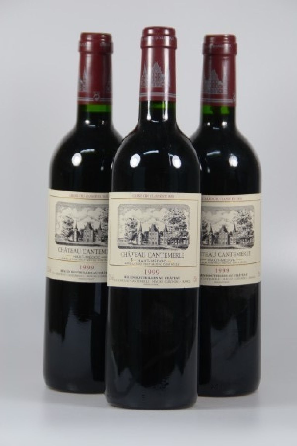 3 Flaschen Chateau Cantemerle, Haut Medoc, 1999, Grand Cru Classe, jeweils 75cl, Füllstand high fill