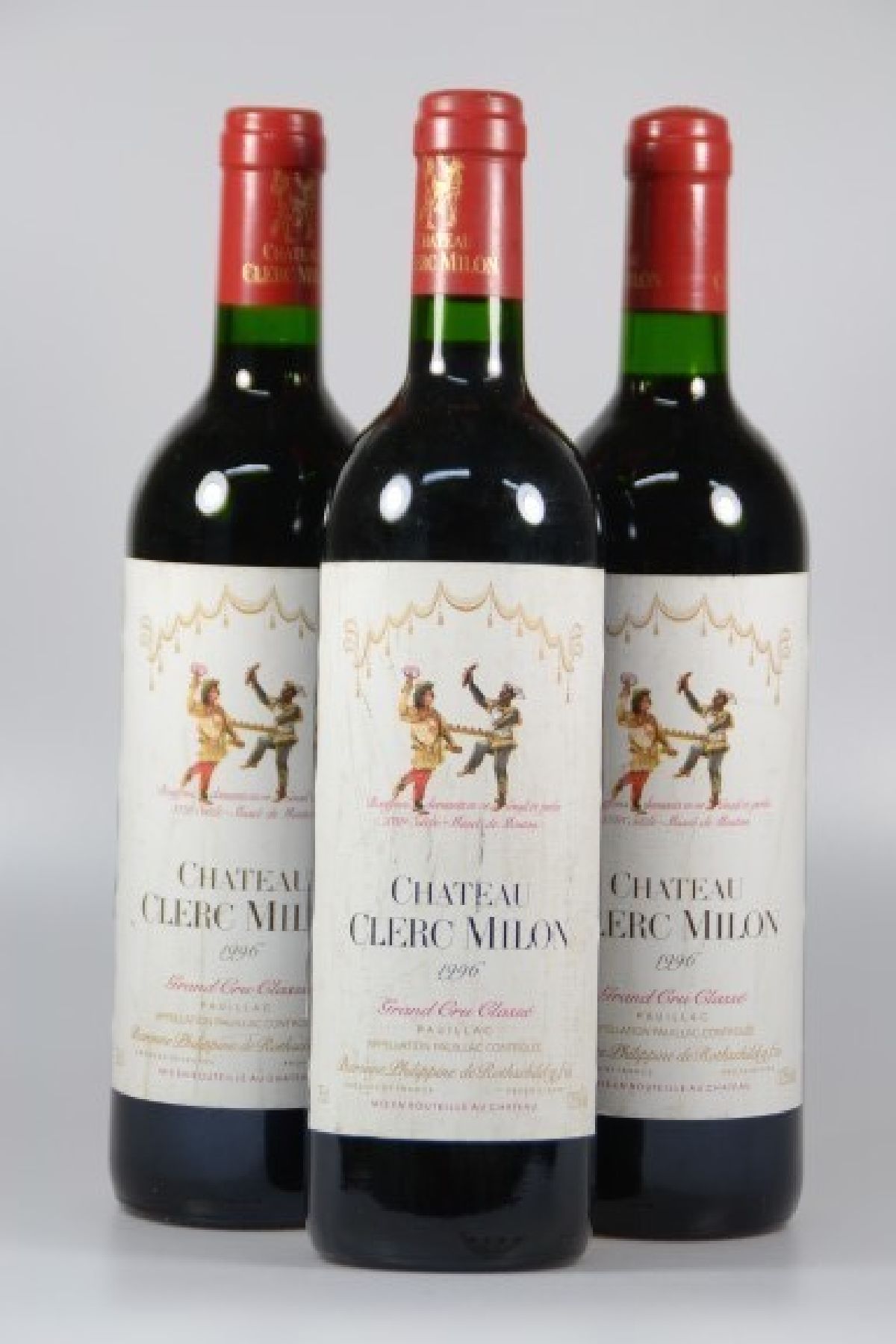 3 Flaschen Chateau Clerc Milon, 1996, Grand Cru Classe, Baronne Philippine de Rothschild, jeweils 75cl, Füllstand high fill