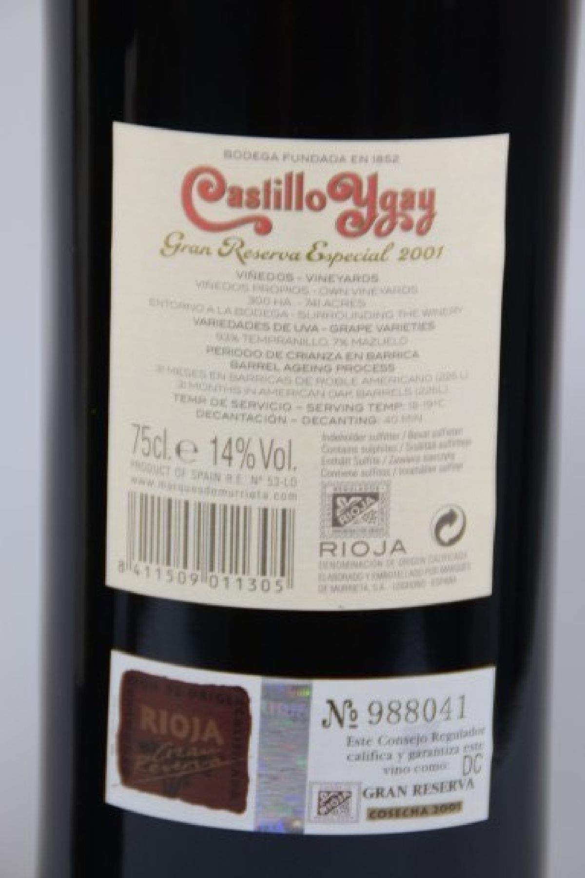 Detail b: 2 Flaschen Castillo YGay Reserva Esp., 2001, Gran Reserva Especial, jeweils 75cl, Füllstand high fill, selten im Angebot