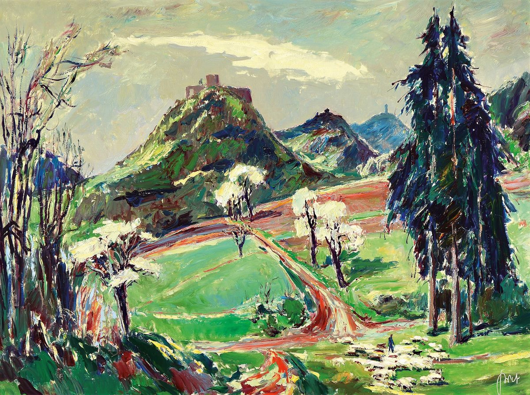 Karl Graf, 1902 Rothenburg o.d. Tauber - 1986 Speyer, Studium in Nürnberg u. Berlin, "Maler der Weinstraße", Ansicht der ...