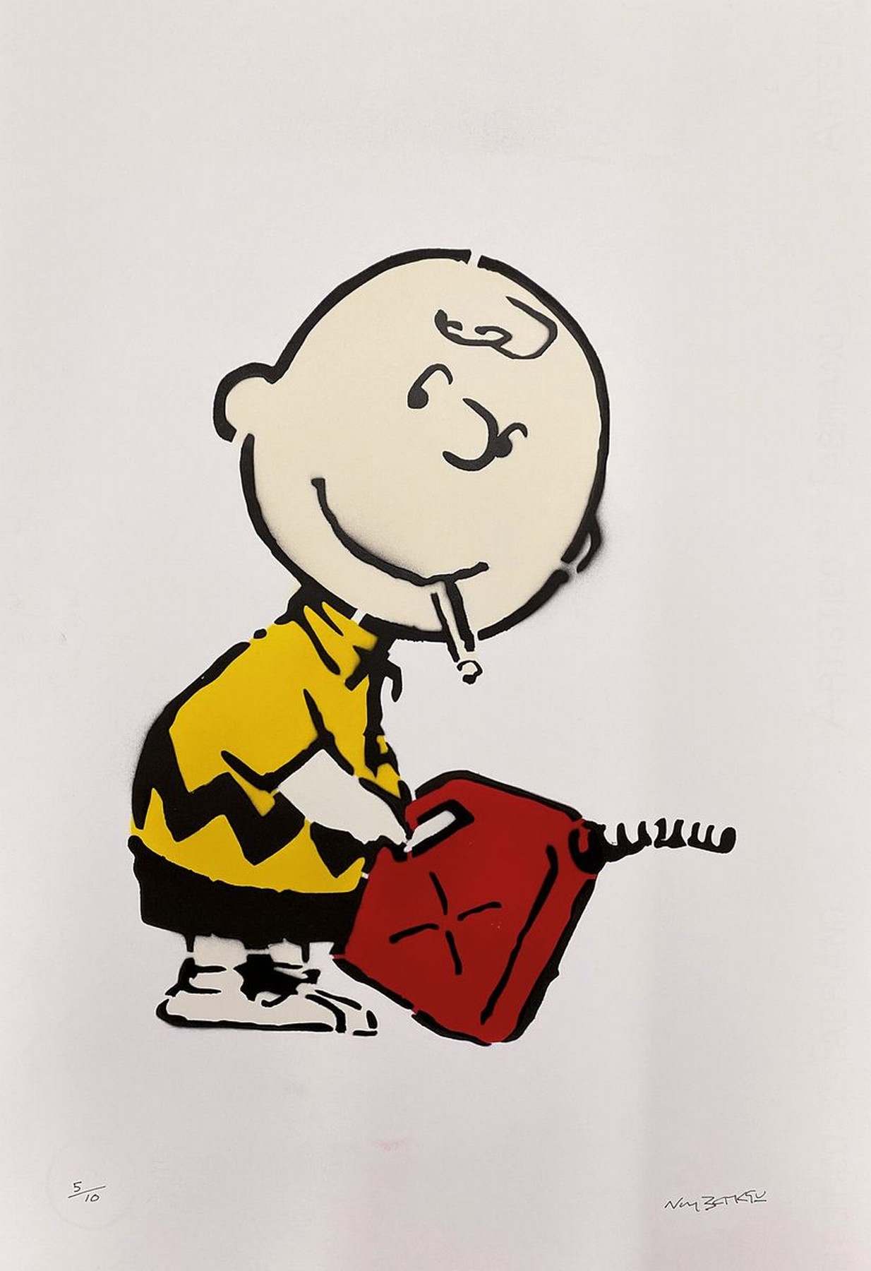 Not Banksy by Not Banksy, "Charlie Brown", 2020, sign, dat., num. 5/10, ca. 56x38 cm inkl. Zertifikat
