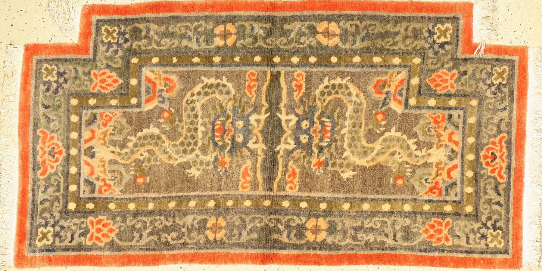 Drachenteppich, Tibet, ca. 50 Jahre, Wolle auf Baumwolle, ca. 145 x 76 cm, EHZ: 2