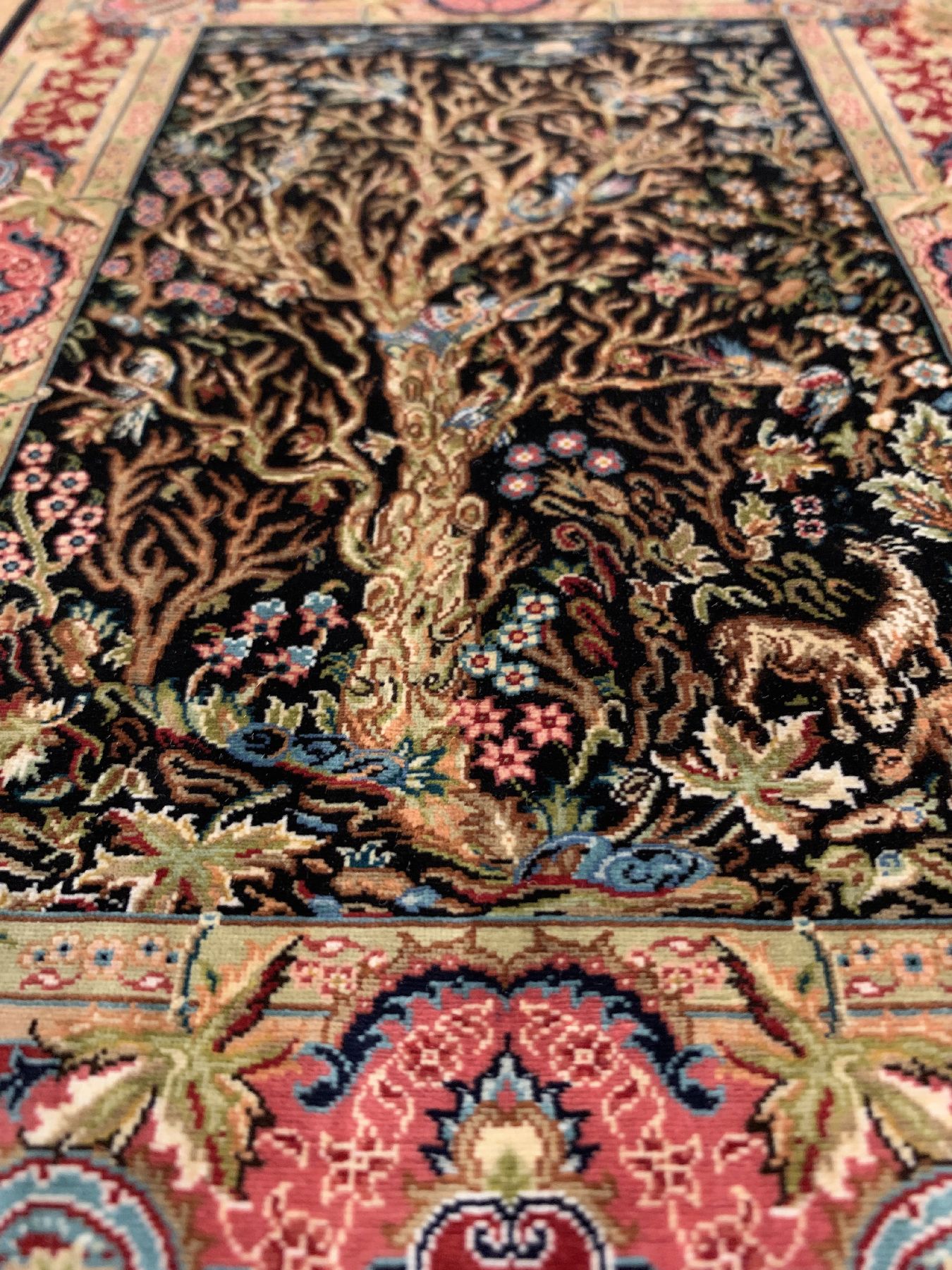 Detail a: Sehr feiner Seiden Hereke(20 x 20), Signiert(Özipek), Türkei, um 1950, reine Naturseide, ca, 32 x 23 cm, ca, 4 Mio Kn/qm, EHZ:1(sehr guter ...