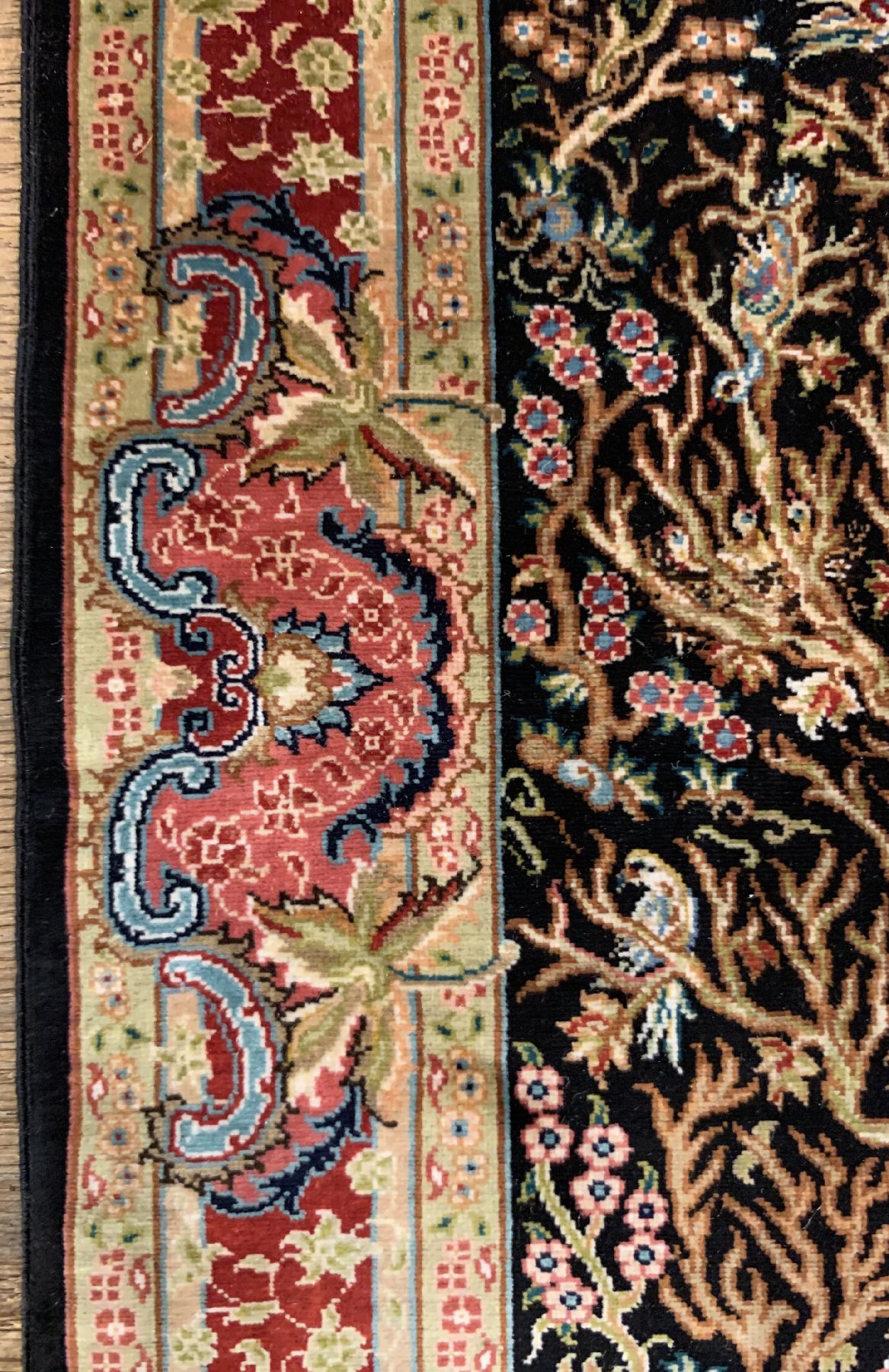 Detail d: Sehr feiner Seiden Hereke(20 x 20), Signiert(Özipek), Türkei, um 1950, reine Naturseide, ca, 32 x 23 cm, ca, 4 Mio Kn/qm, EHZ:1(sehr guter ...