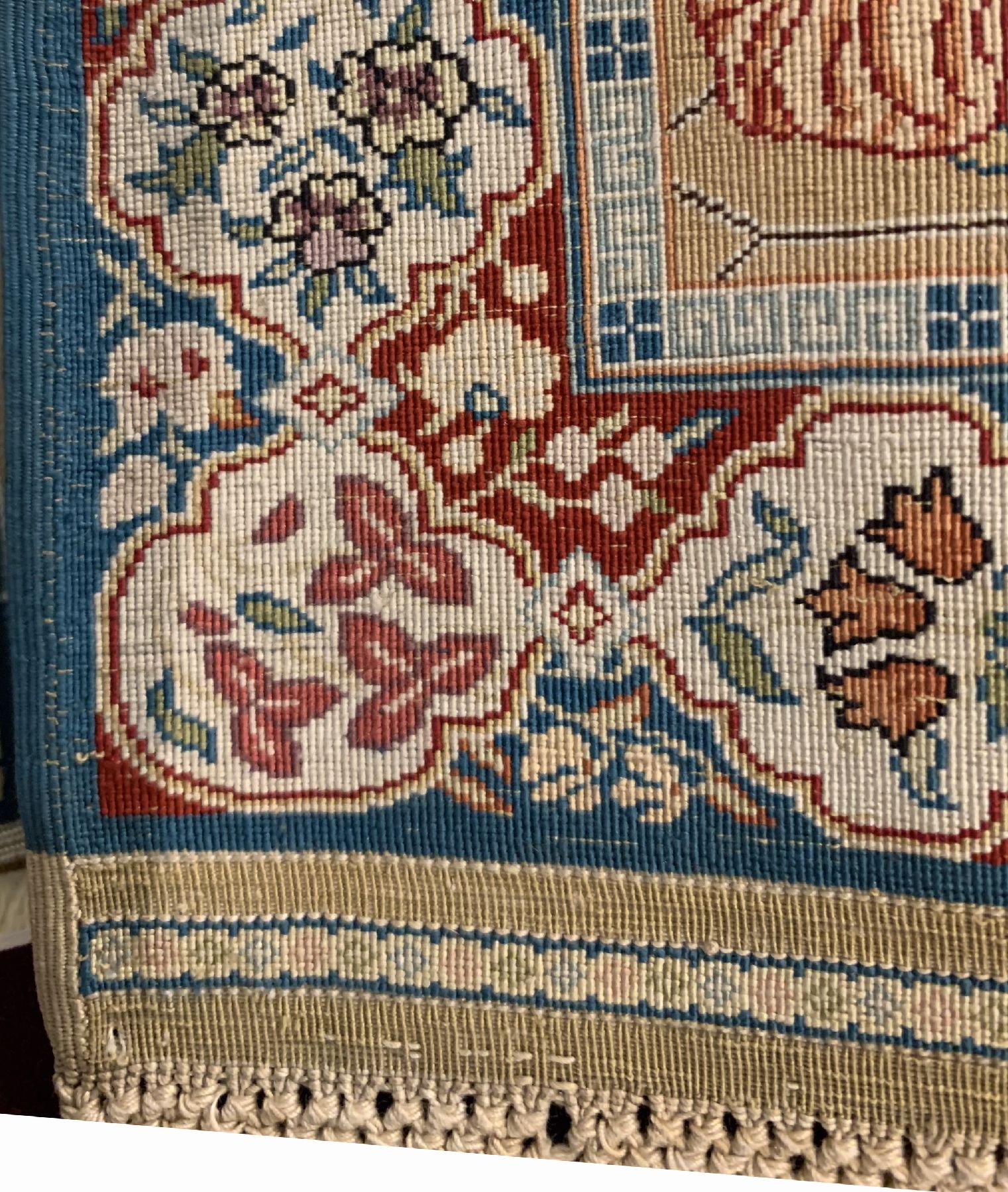 Detail e: Sehr feiner Seiden Hereke(16 x 16), Signiert(Ghor Khan), Türkei, um 1950, reine Naturseide, ca, 36 x 27 cm, ca, 2,5 Mio Kn/qm, EHZ:1 (Sehr guter ...