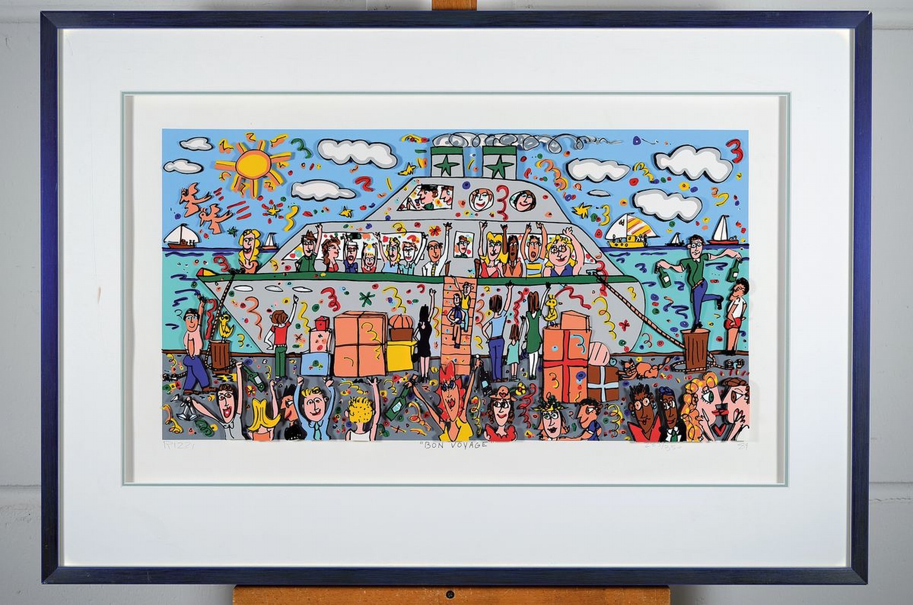 Detail k: James Rizzi, geb. 1950-2011, "BON VOYAGE", 3D-Konstruktion, handsign., num. 285/350, dat.89, unter Glas gerahmt, gesamt ca. 64x94 cm