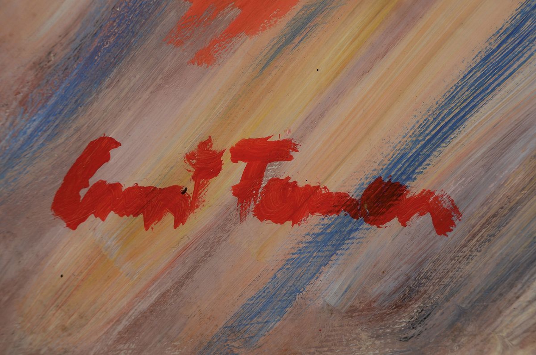 Detail a: Ernst Fermen, geb. 1947 Hochneukirchen, expressionistischer Frauenakt auf rotem Grund,verso bez. "Sonnen auf dem Bootsdeck", Acryl/Lwd, ...