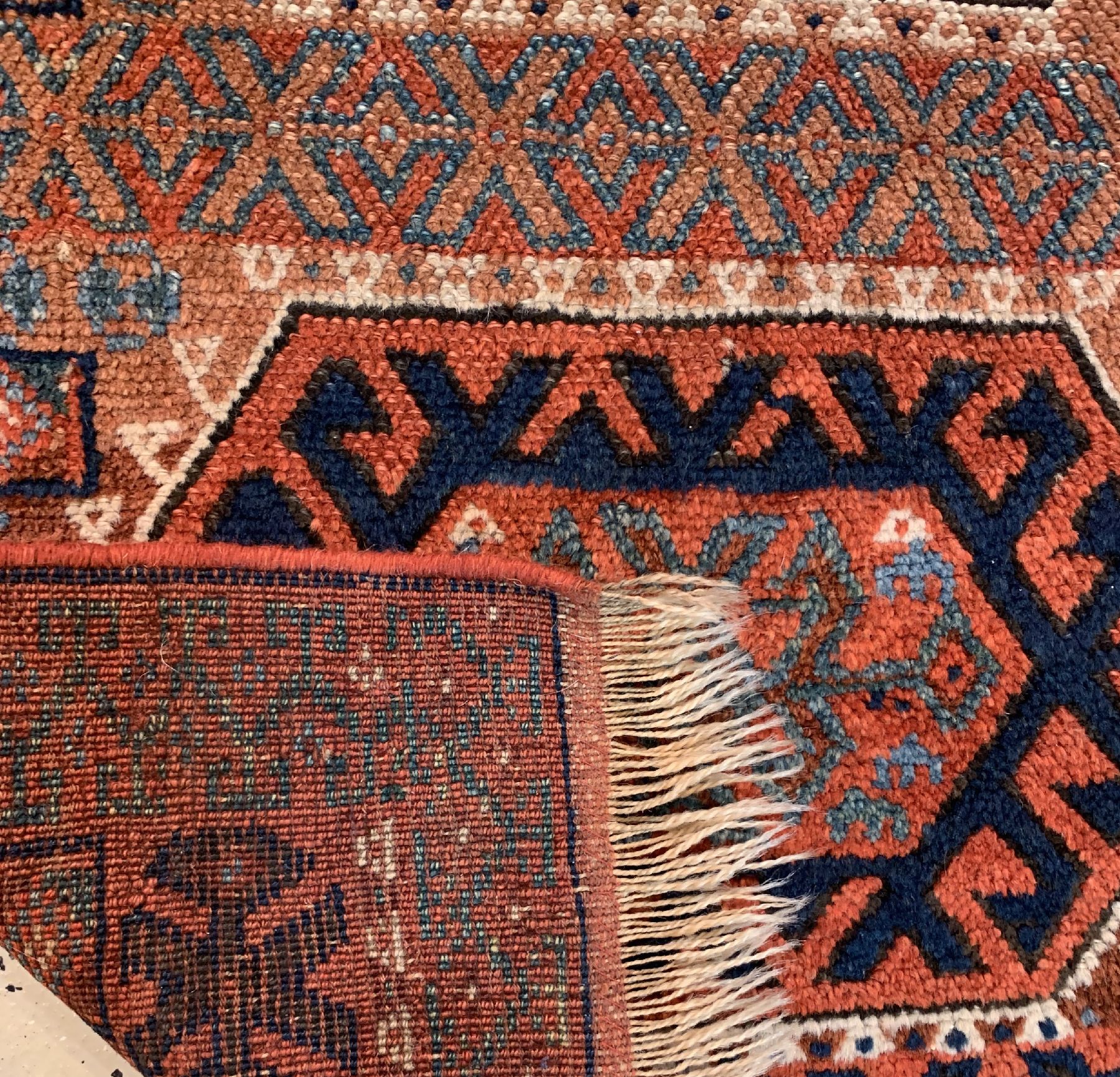 Detail d: Saujbulag Jaf antik, Persien, um 1900, Wolle auf Wolle, ca. 106 x 66 cm, EHZ: 2-3
